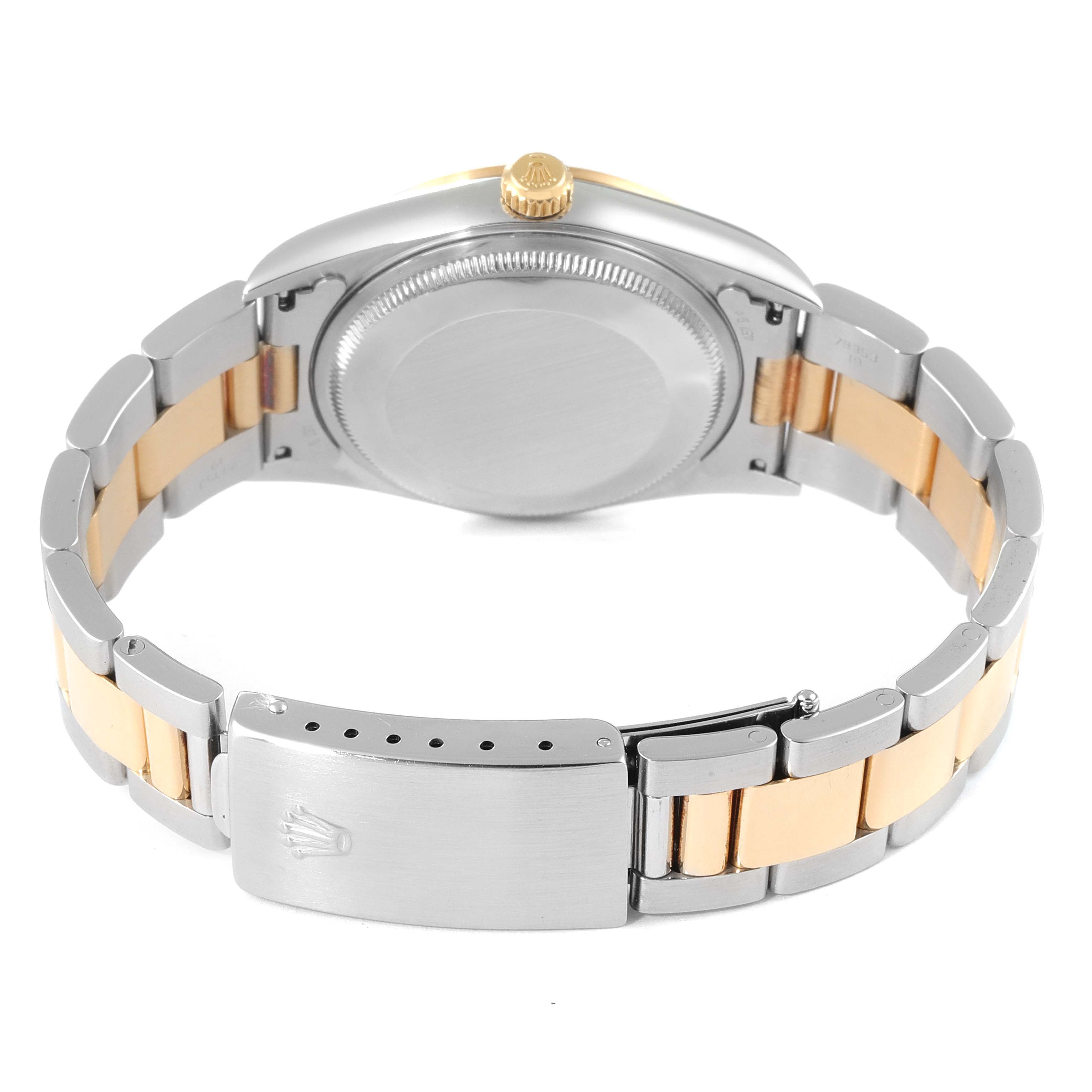 Rolex Oyster Perpetual Domed Bezel Steel Yellow Gold Watch 14203 Box Papers