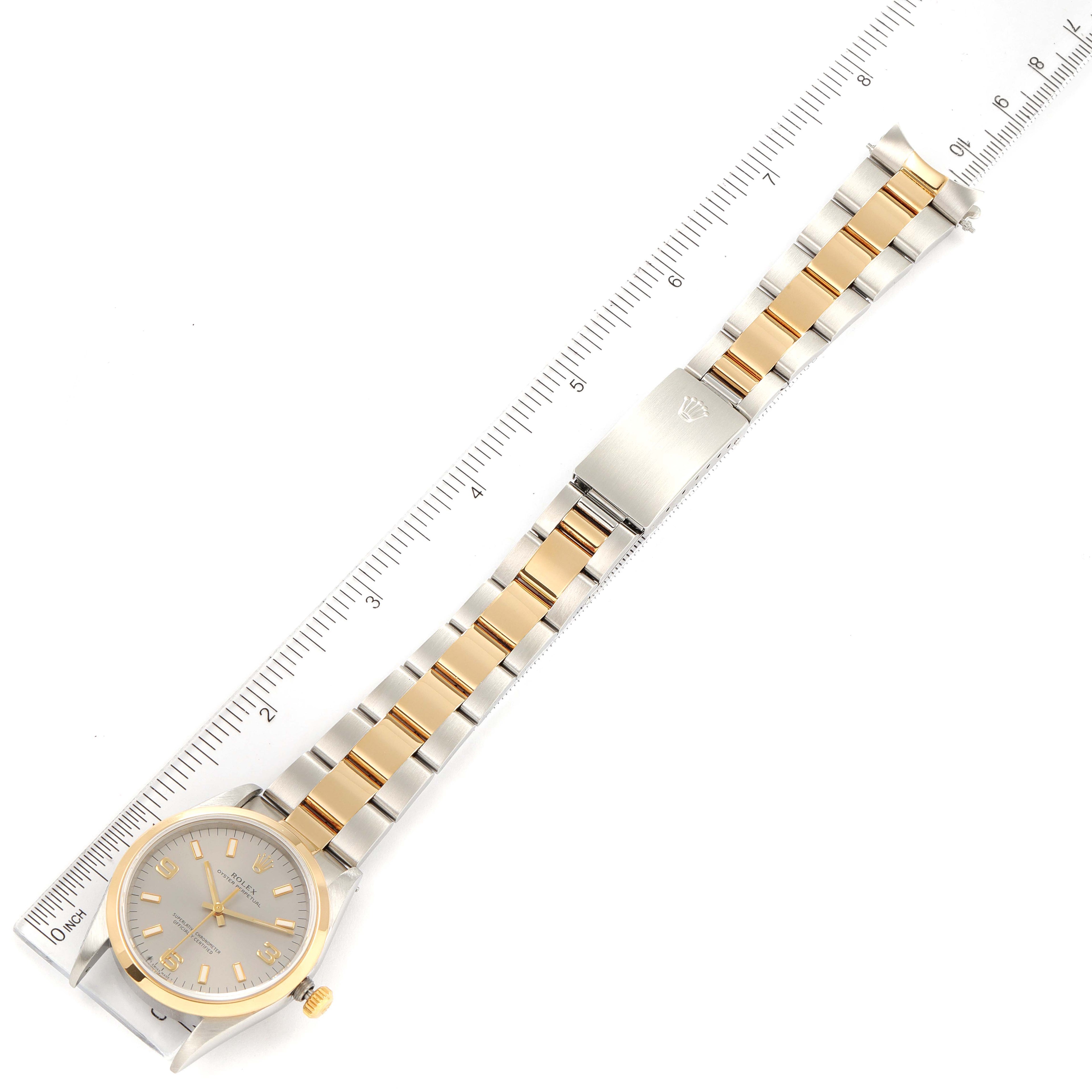 Rolex Oyster Perpetual Domed Bezel Steel Yellow Gold Watch 14203 Box Papers