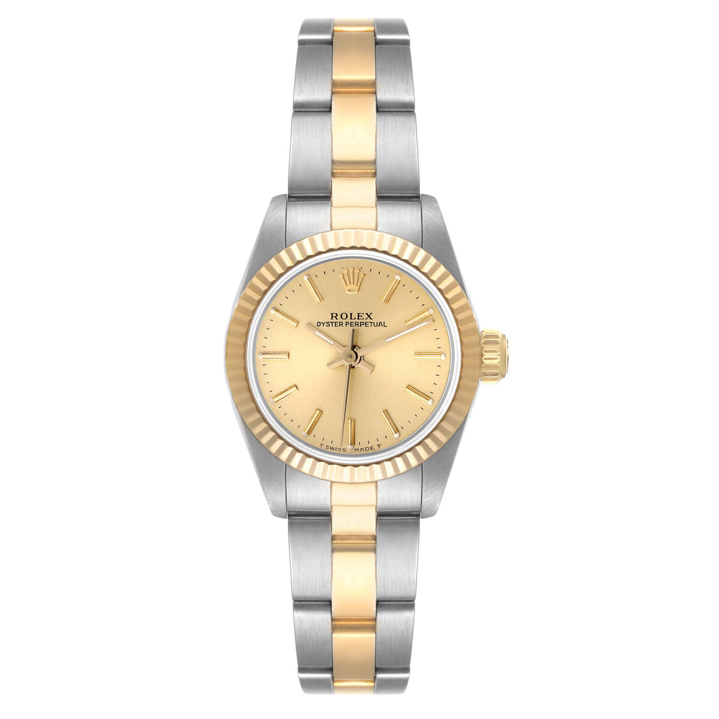 Rolex Oyster Perpetual Fluted Bezel Steel Yellow Gold Ladies Watch 67193