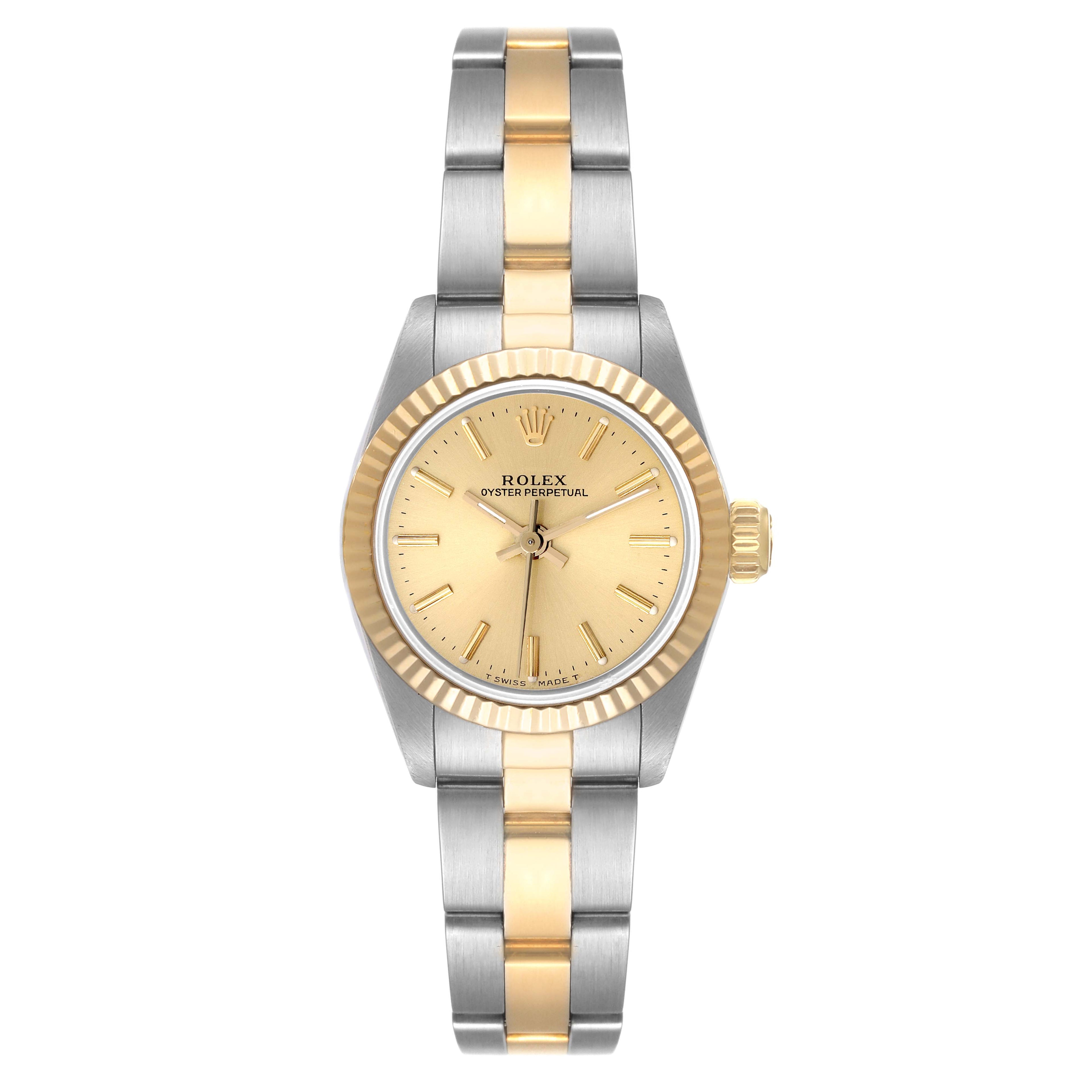 Rolex Oyster Perpetual Fluted Bezel Steel Yellow Gold Ladies Watch 67193