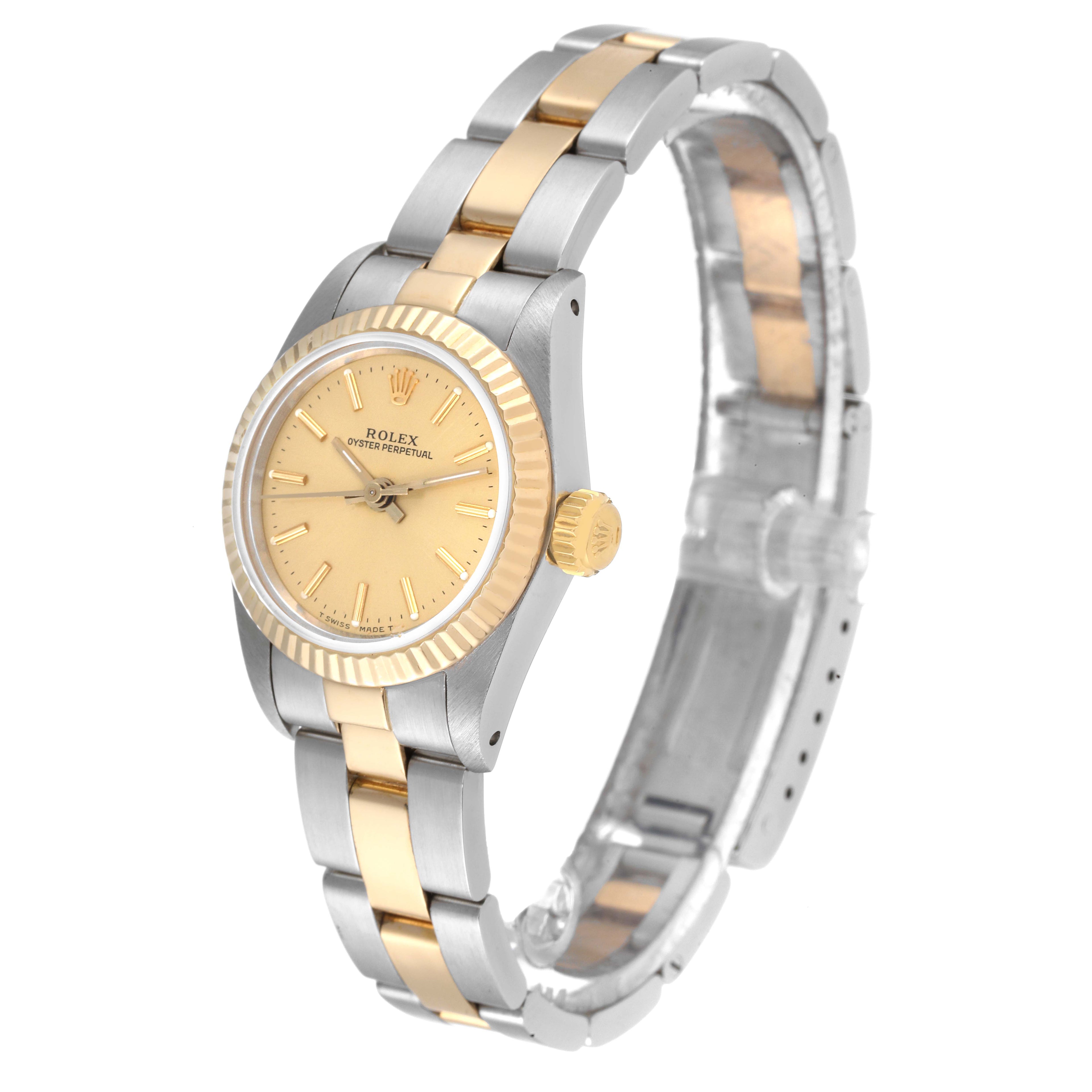 Rolex Oyster Perpetual Fluted Bezel Steel Yellow Gold Ladies Watch 67193