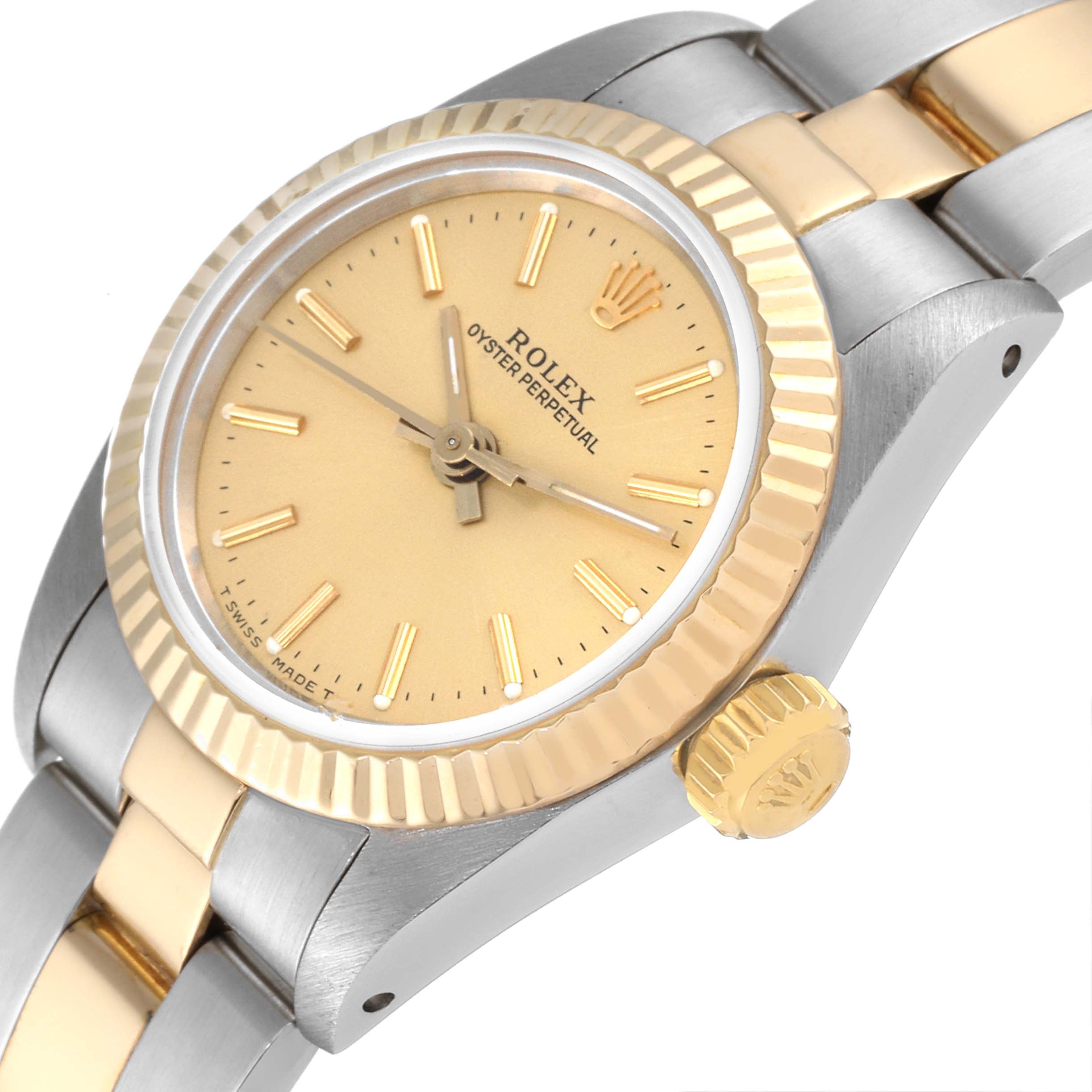 Rolex Oyster Perpetual Fluted Bezel Steel Yellow Gold Ladies Watch 67193