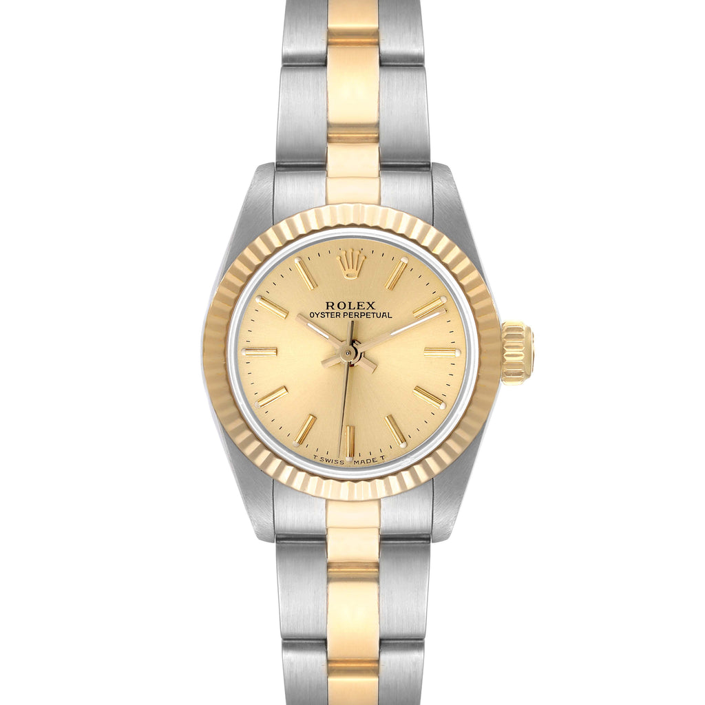 Rolex Oyster Perpetual Fluted Bezel Steel Yellow Gold Ladies Watch 67193