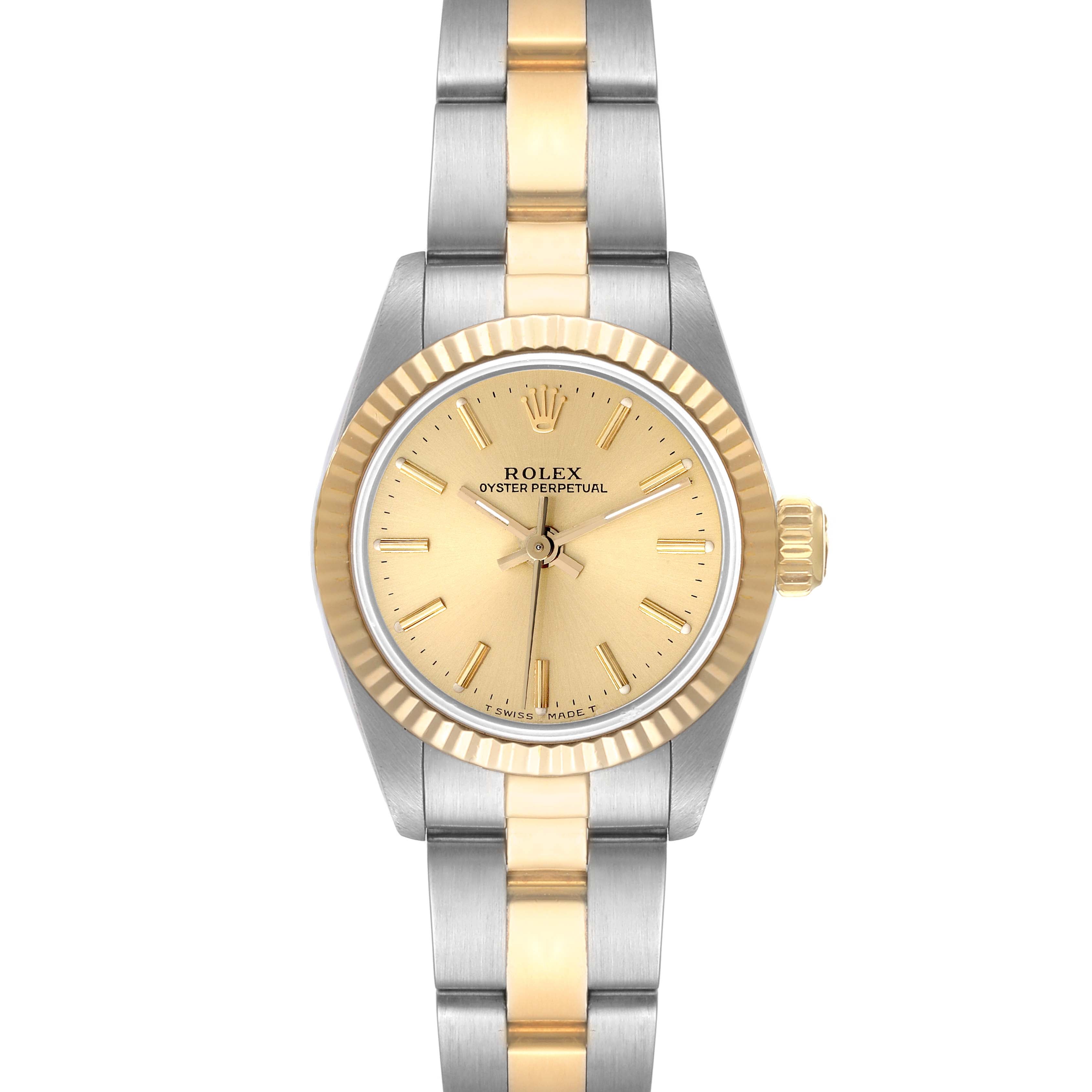 Rolex Oyster Perpetual Fluted Bezel Steel Yellow Gold Ladies Watch 67193