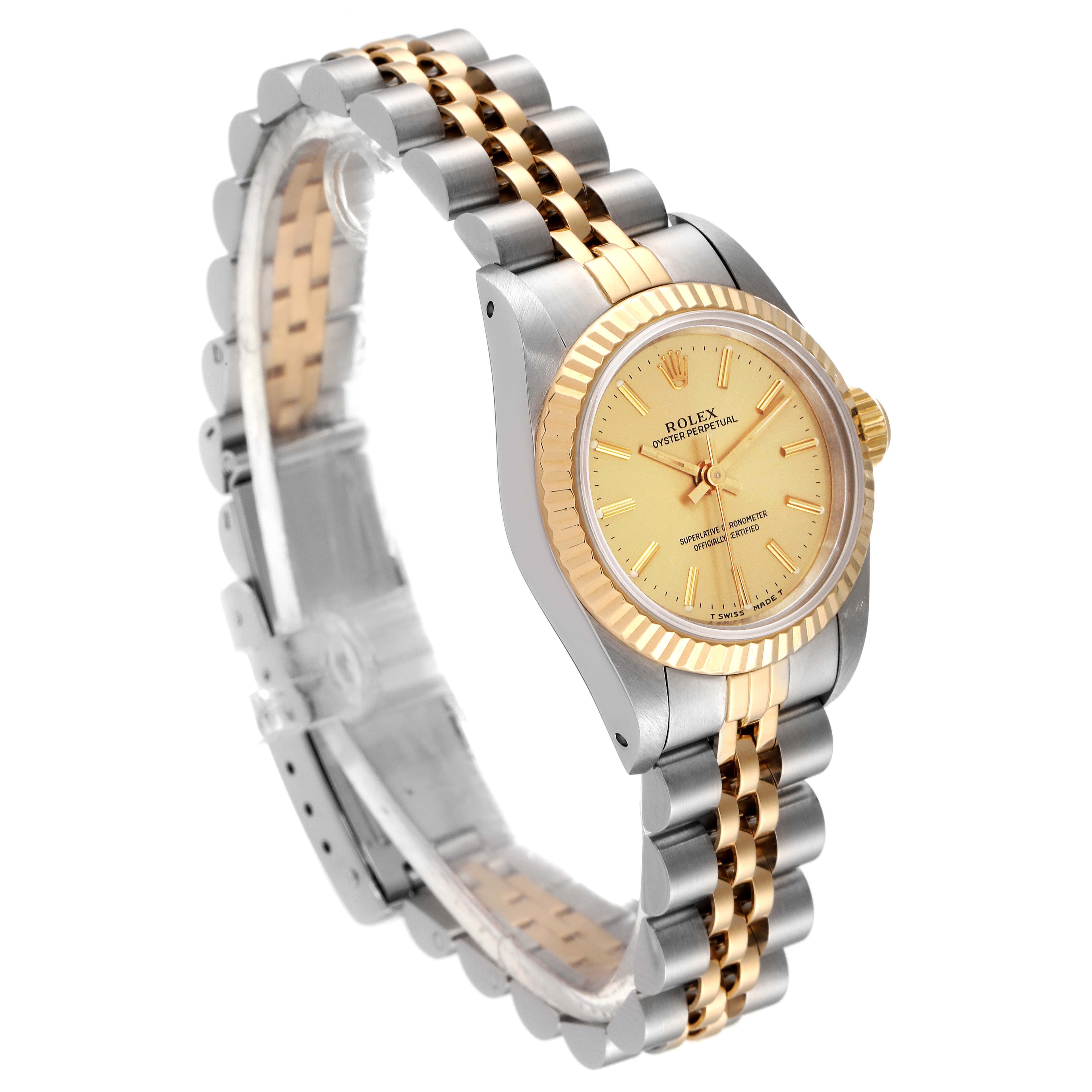 Rolex Oyster Perpetual Fluted Bezel Steel Yellow Gold Ladies Watch 67193 Box