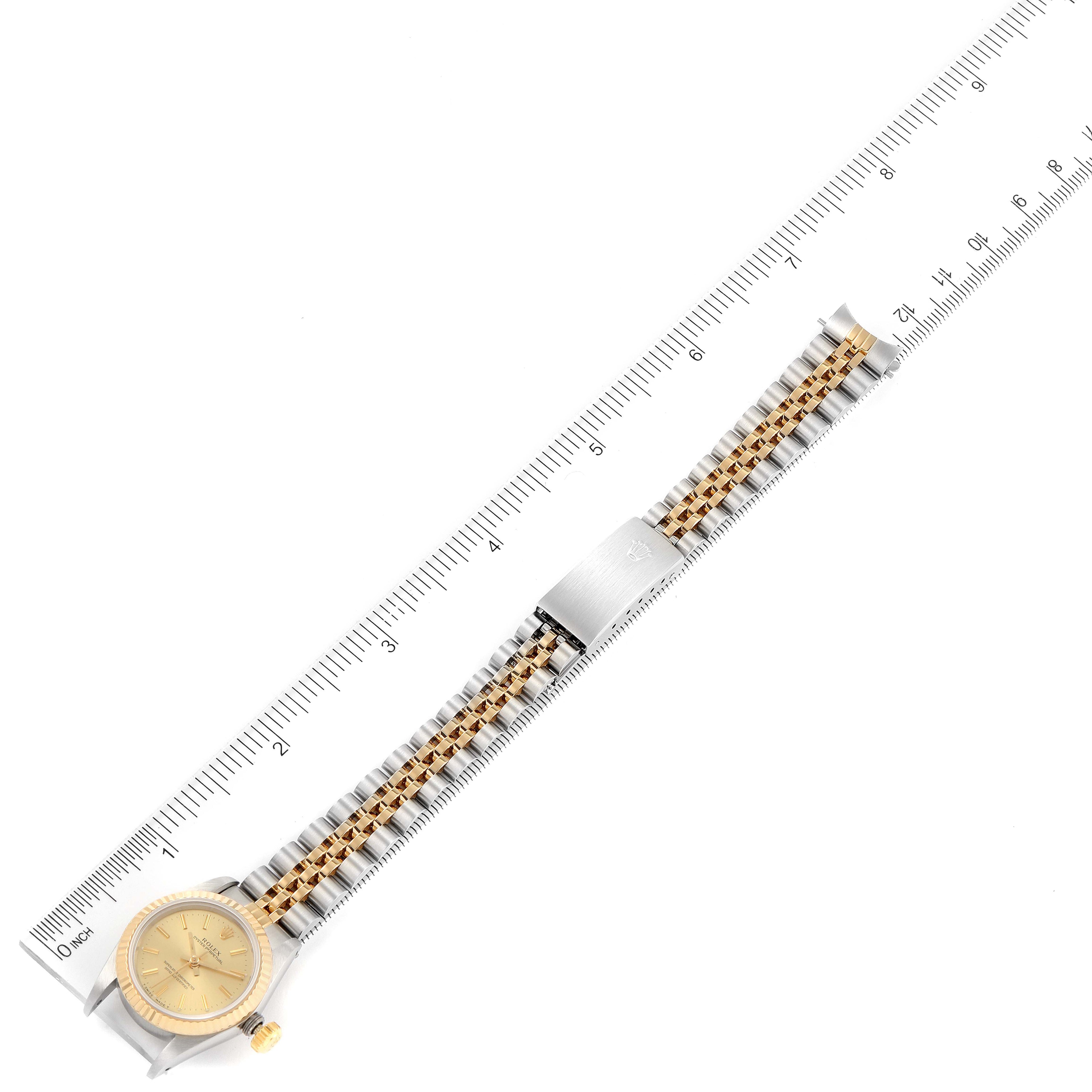 Rolex Oyster Perpetual Fluted Bezel Steel Yellow Gold Ladies Watch 67193 Box