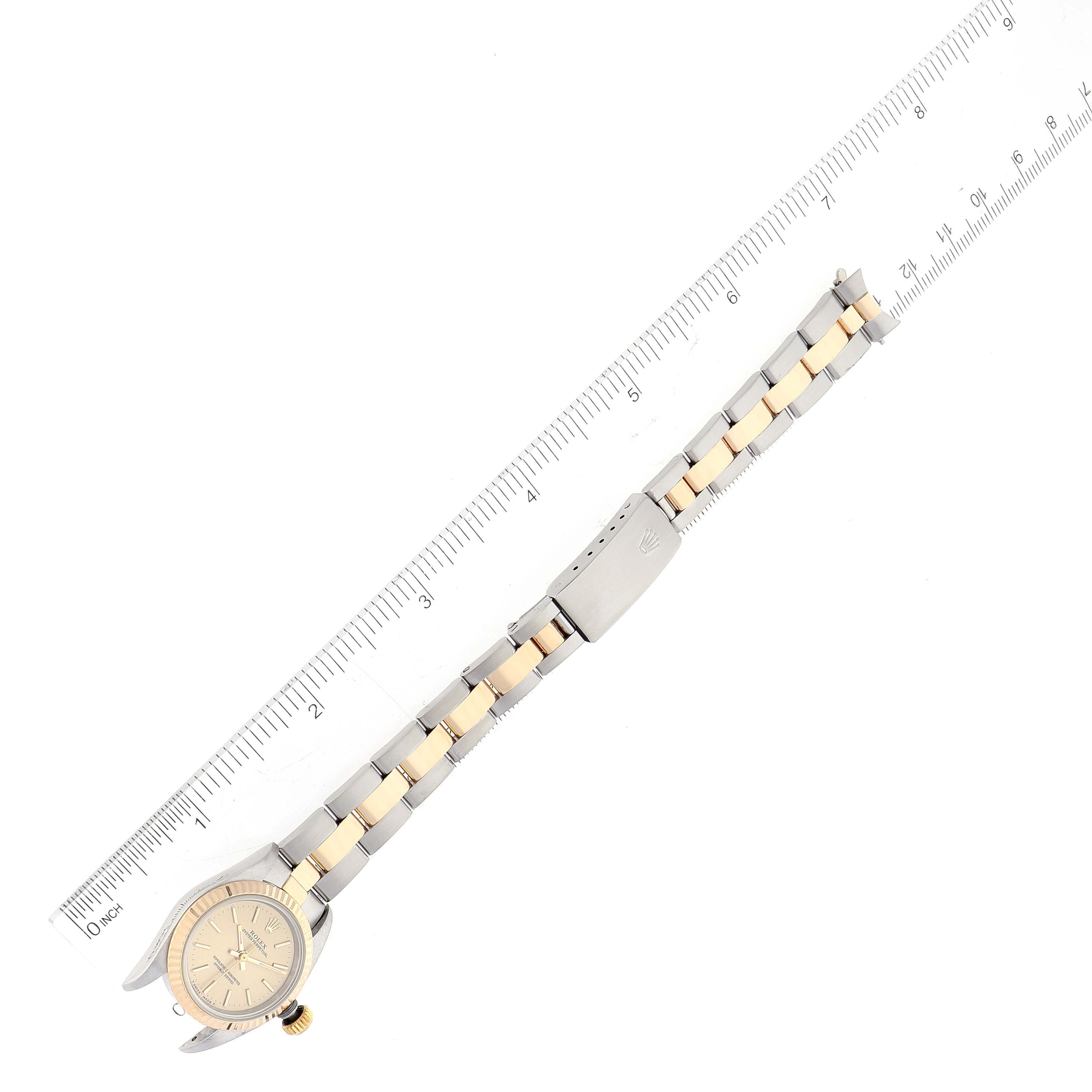 Rolex Oyster Perpetual Fluted Bezel Steel Yellow Gold Ladies Watch 67193 Papers