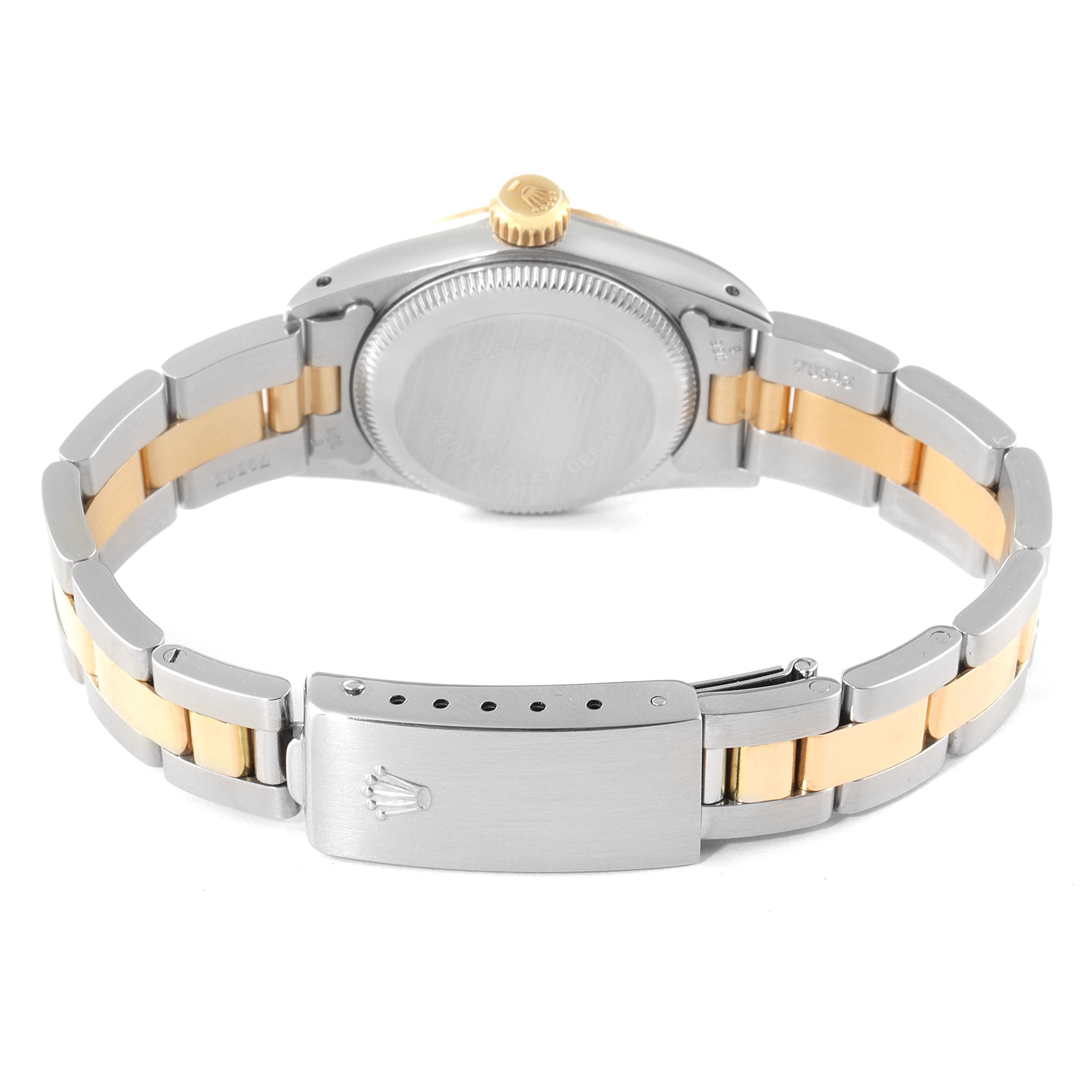 Rolex Oyster Perpetual Fluted Bezel Steel Yellow Gold Watch 67193 Box Papers