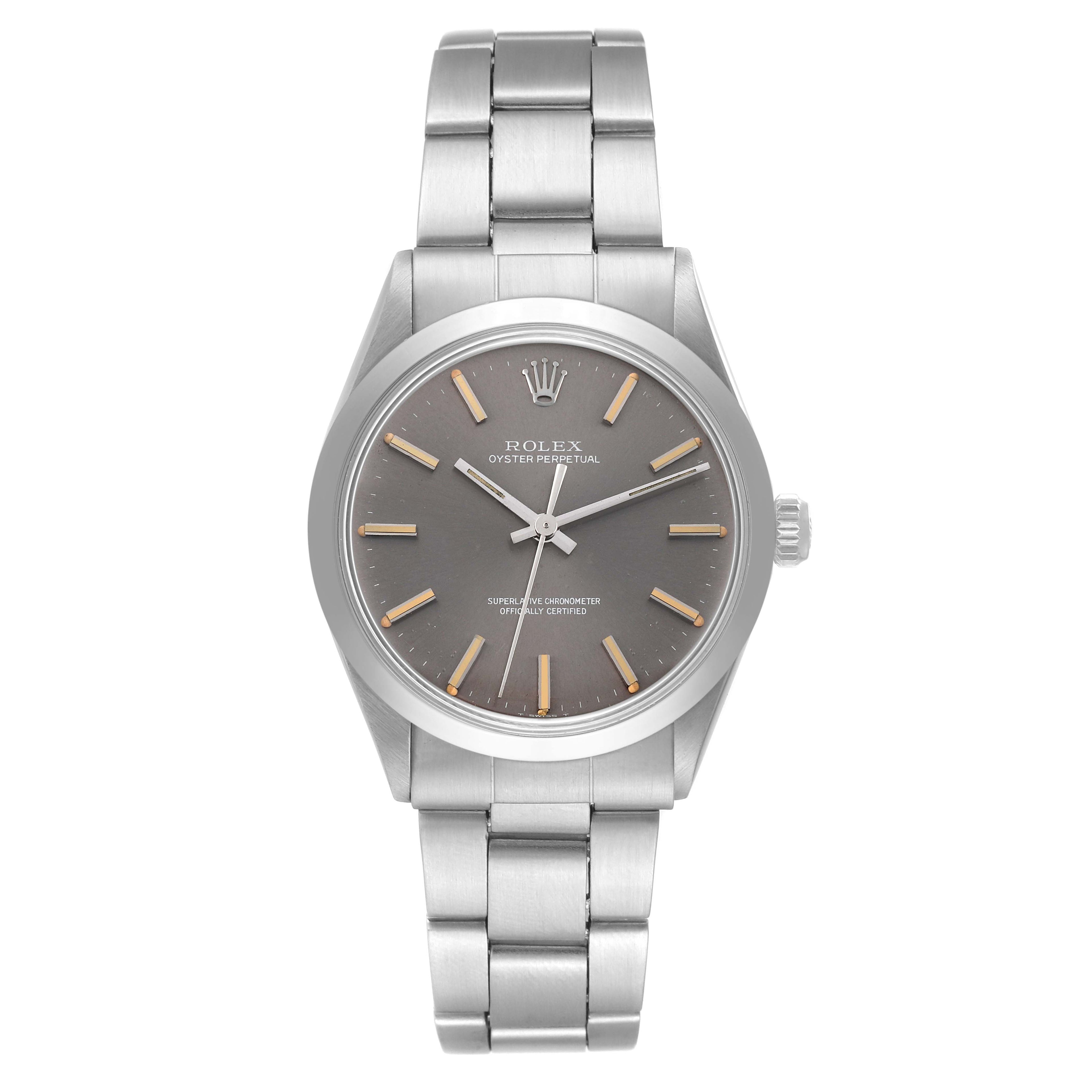 Rolex Oyster Perpetual Ghost Dial Vintage Steel Mens Watch 1002 Box Papers