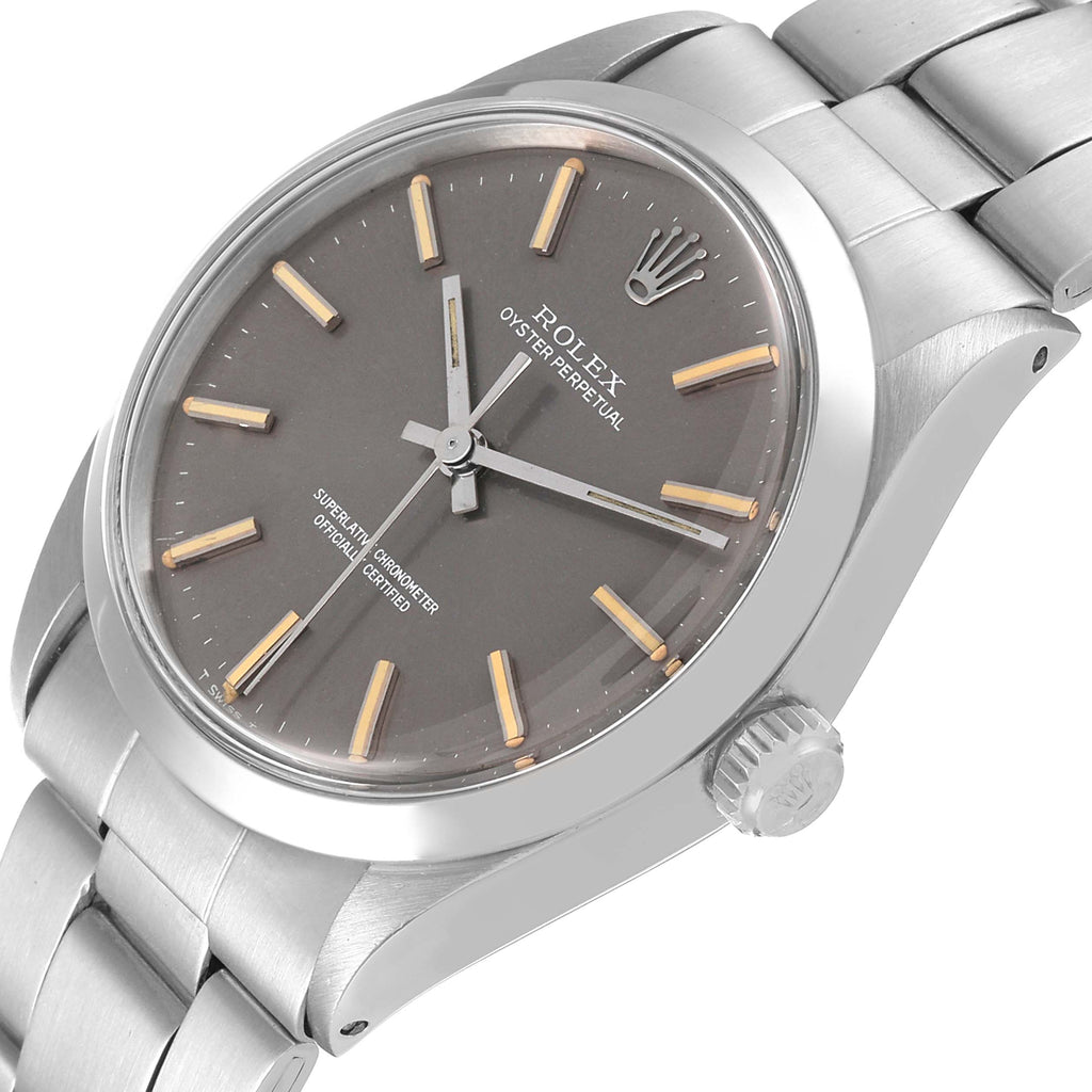 Rolex Oyster Perpetual Ghost Dial Vintage Steel Mens Watch 1002 Box Papers