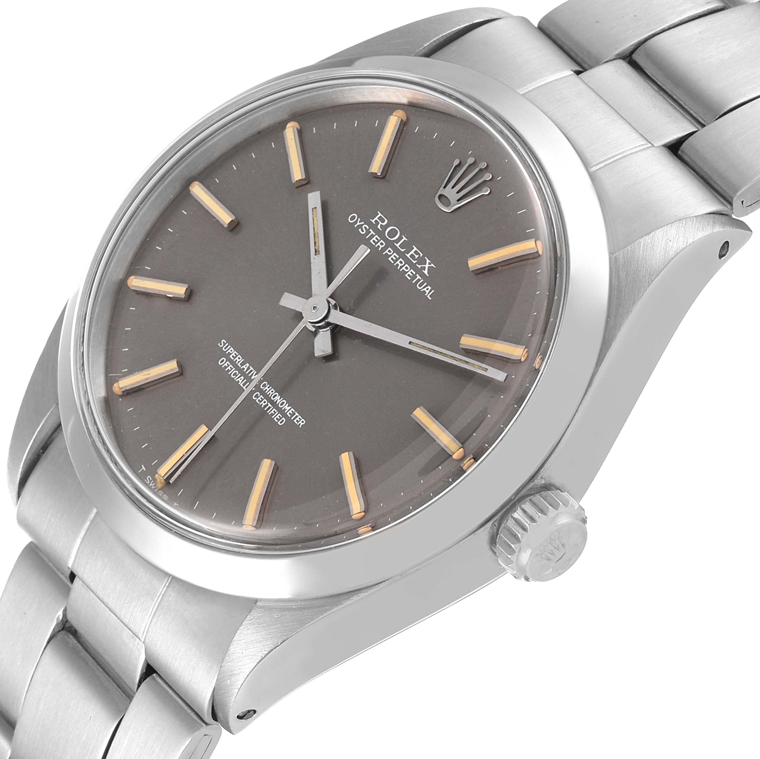 Rolex Oyster Perpetual Ghost Dial Vintage Steel Mens Watch 1002 Box Papers