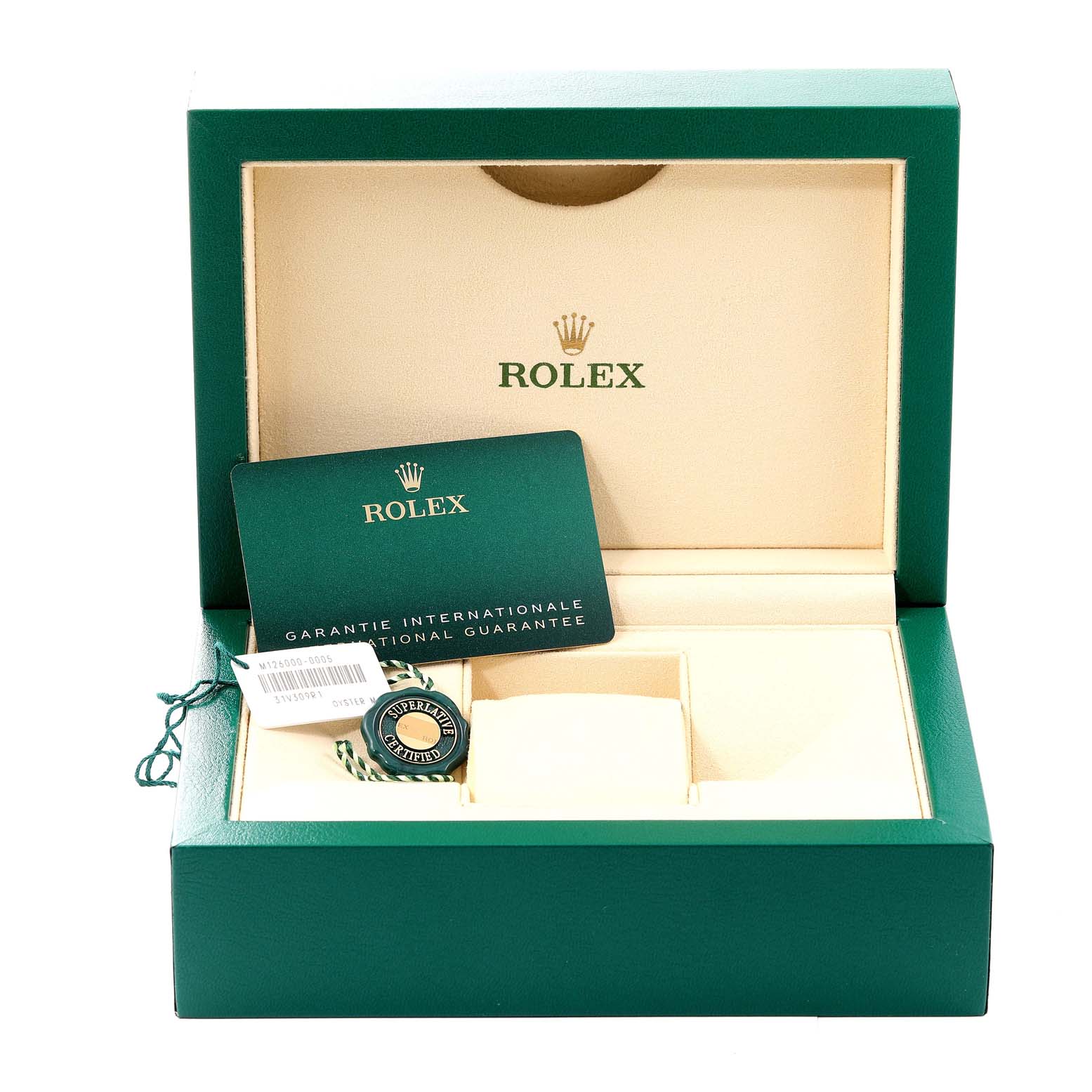 Rolex Oyster Perpetual Green Dial Steel Mens Watch 126000 Unworn