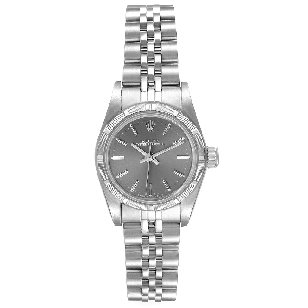 Rolex Oyster Perpetual Grey Dial Oyster Bracelet Ladies Watch 67230