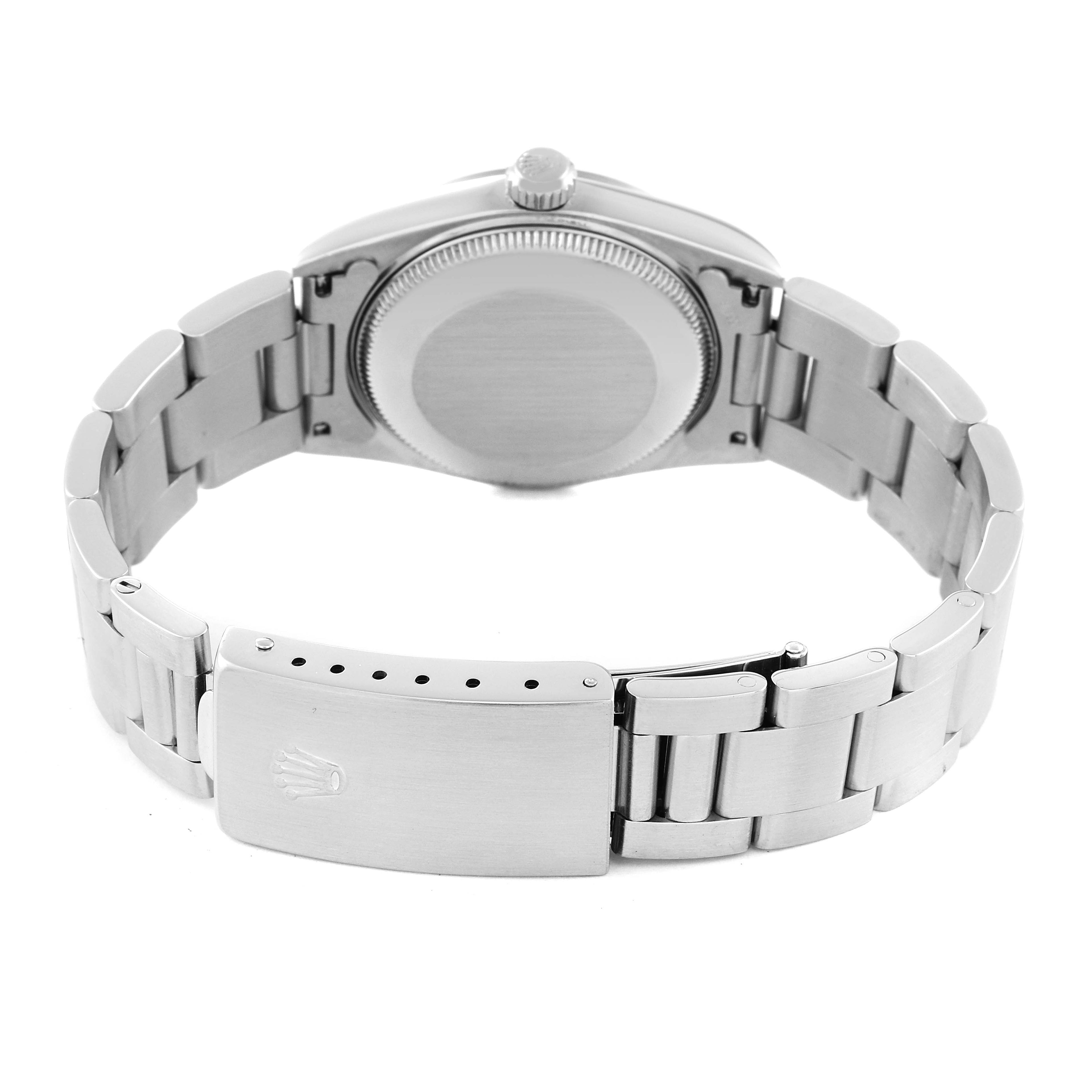 Rolex Oyster Perpetual Midsize 31mm Blue Dial Steel Ladies Watch 77080 Box Paper