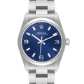 Rolex Oyster Perpetual Midsize 31mm Steel Blue Dial Ladies Watch 77080 Papers