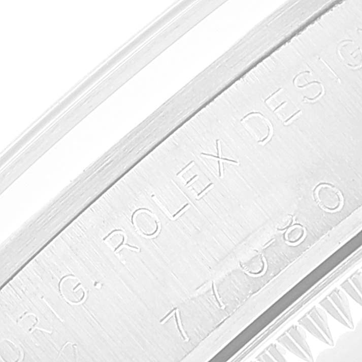 Rolex Oyster Perpetual Midsize 31mm Steel Blue Dial Ladies Watch 77080 Papers