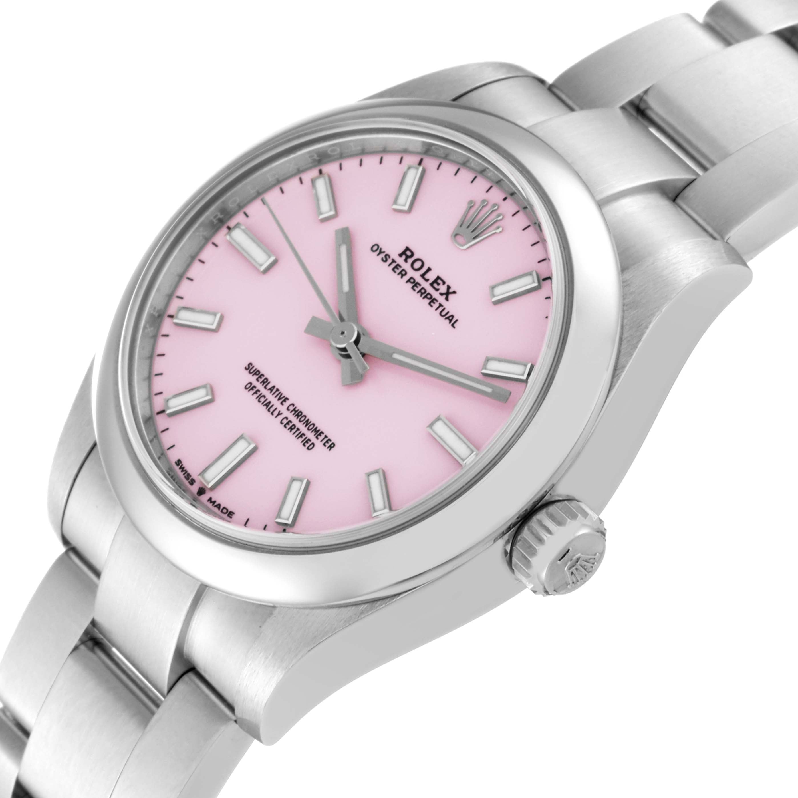 Rolex Oyster Perpetual Midsize Candy Pink Dial Steel Ladies Watch 277200
