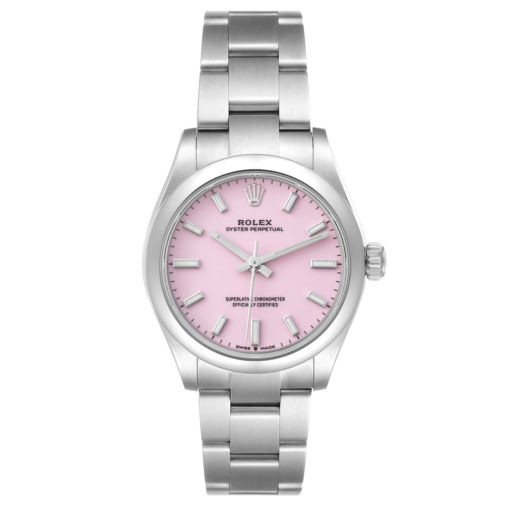 Rolex Oyster Perpetual Midsize Candy Pink Dial Steel Ladies Watch 277200