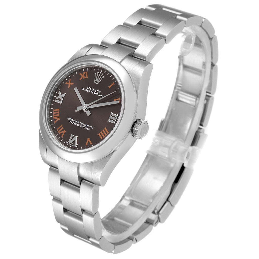 Rolex Oyster Perpetual Midsize Gray Dial Ladies Watch 177200 Box Card