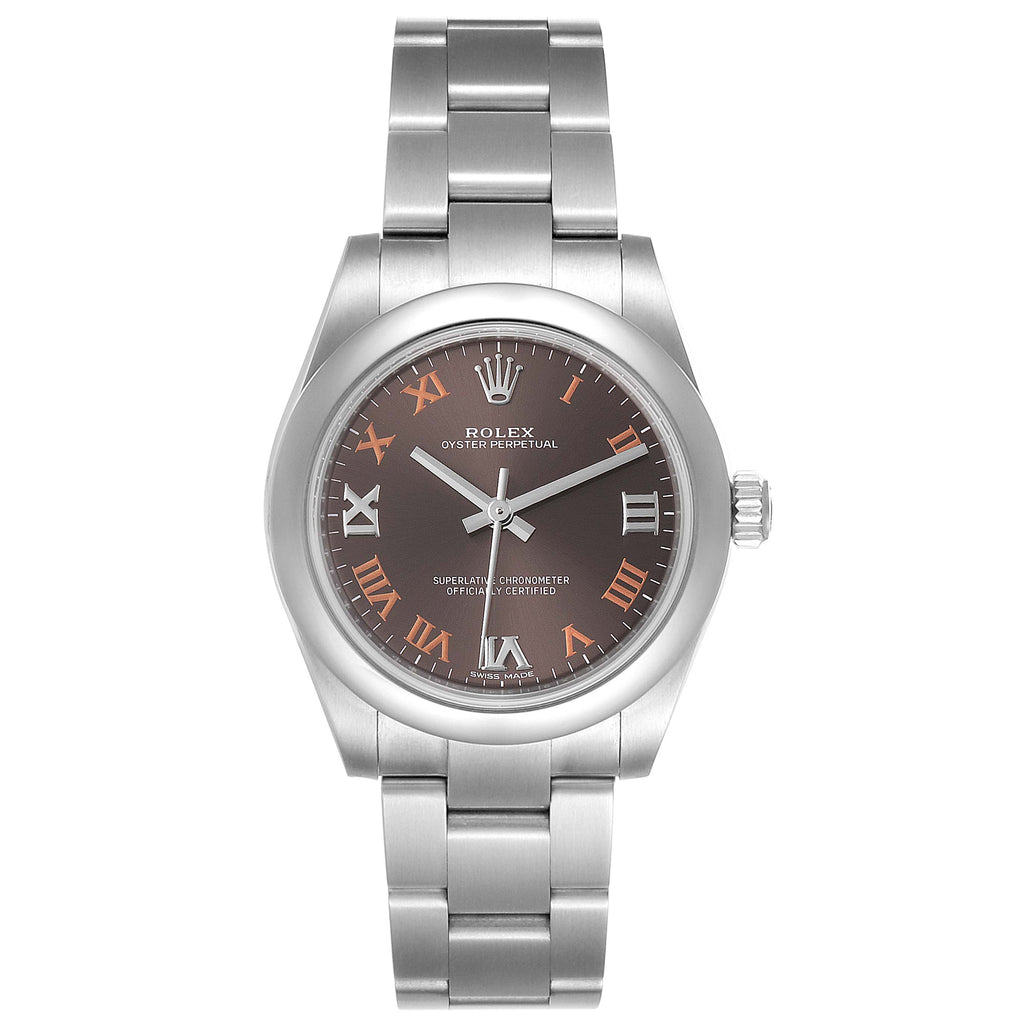 Rolex Oyster Perpetual Midsize Gray Dial Ladies Watch 177200 Box Card