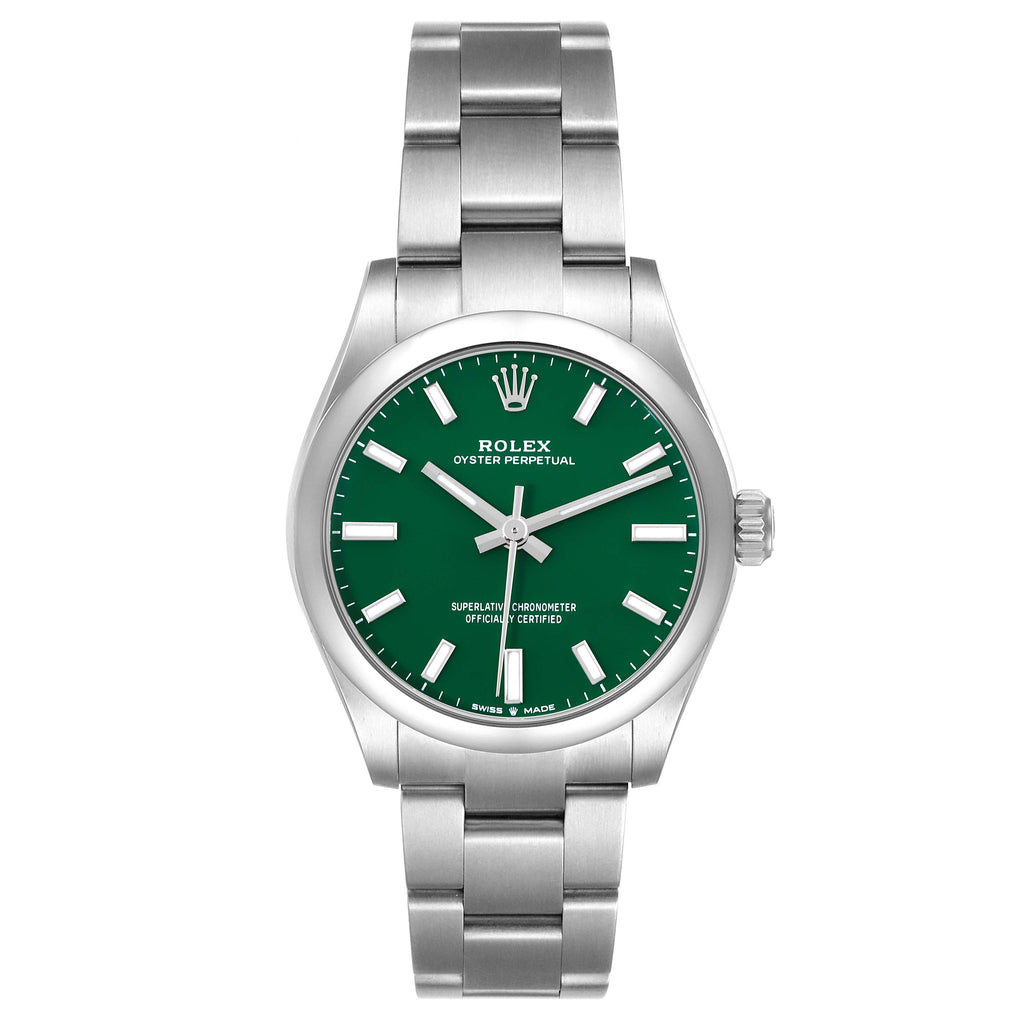 Rolex Oyster Perpetual Midsize Green Dial Automatic Steel Ladies Watch 277200