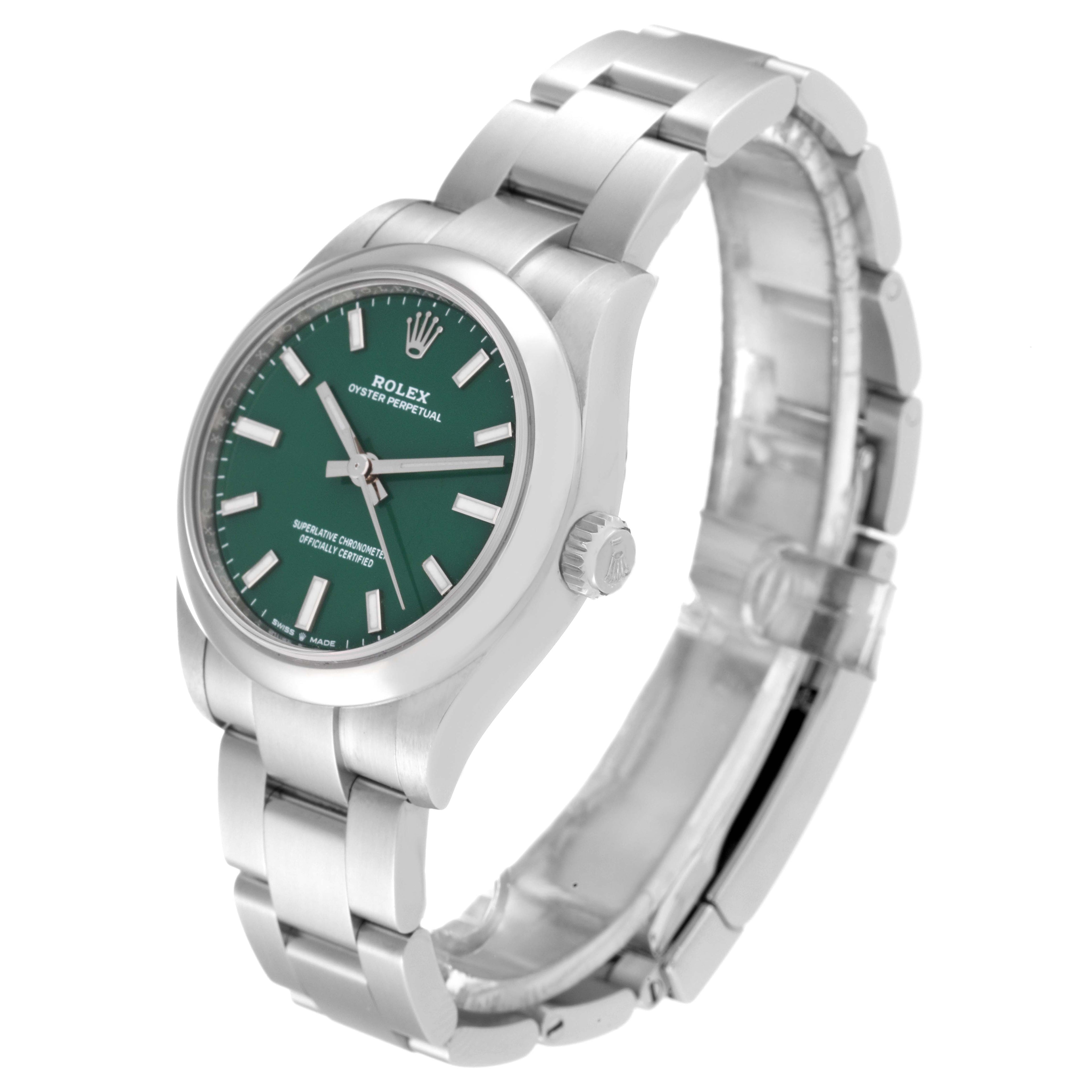Rolex Oyster Perpetual Midsize Green Dial Automatic Steel Ladies Watch 277200