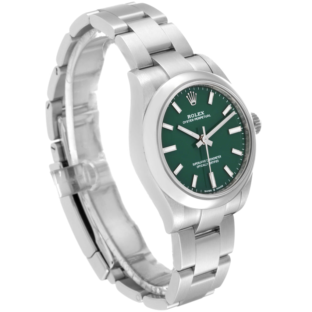 Rolex Oyster Perpetual Midsize Green Dial Automatic Steel Ladies Watch 277200