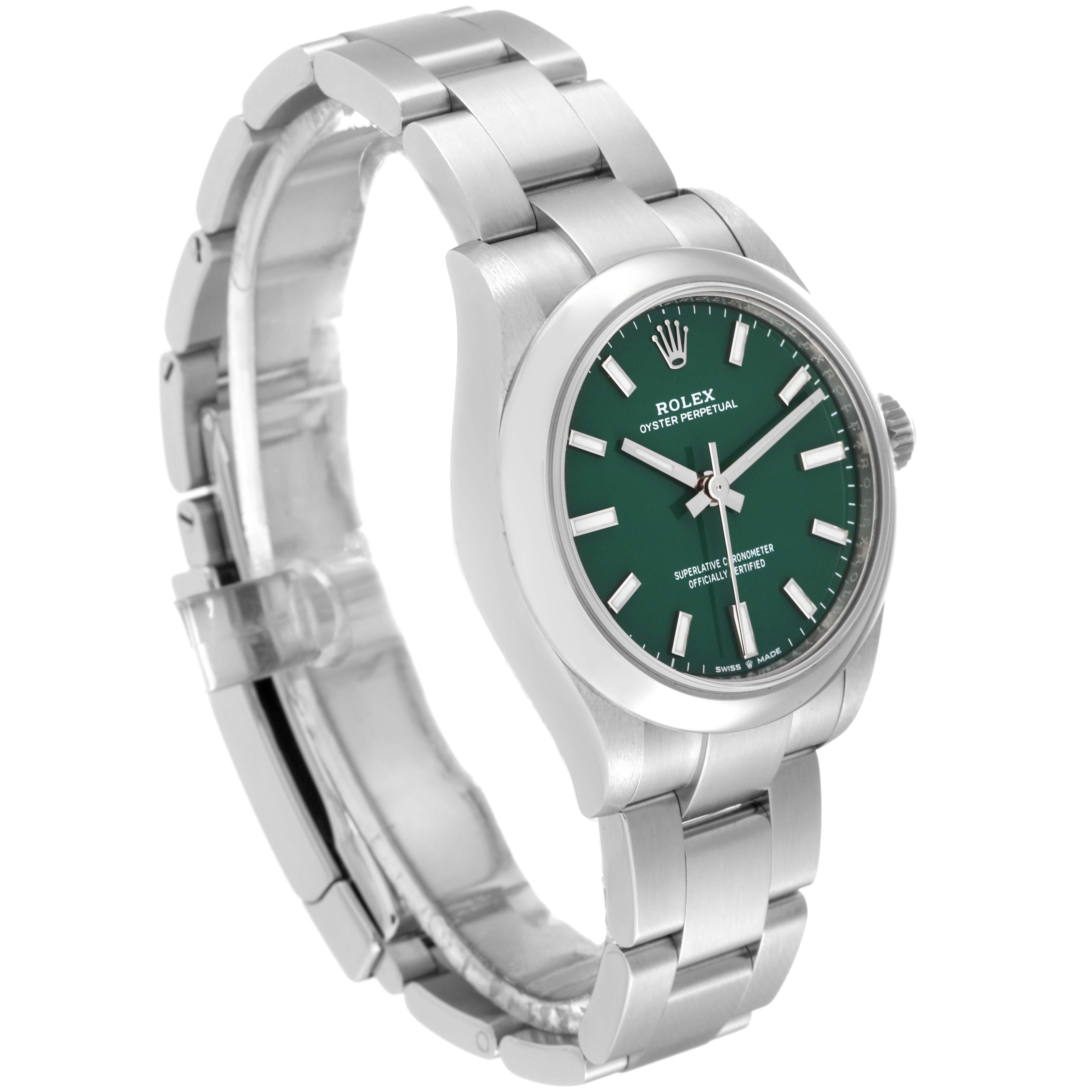 Rolex Oyster Perpetual Midsize Green Dial Automatic Steel Ladies Watch 277200