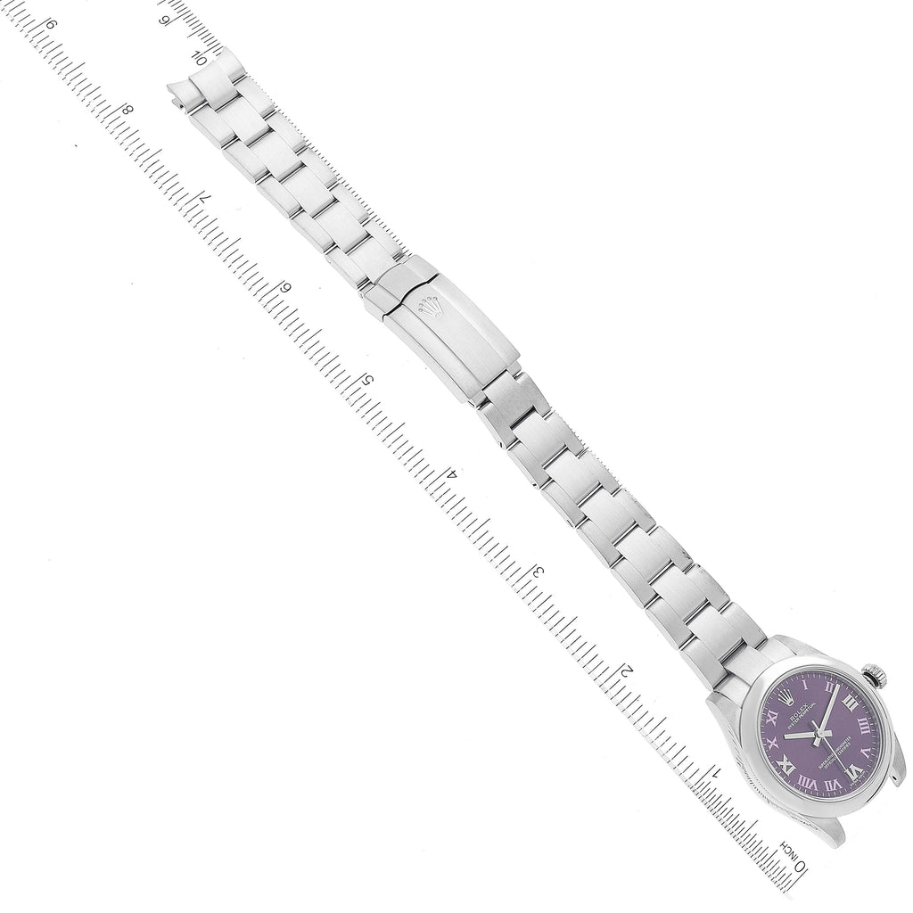 Rolex Oyster Perpetual Midsize Red Grape Dial Ladies Watch 177200