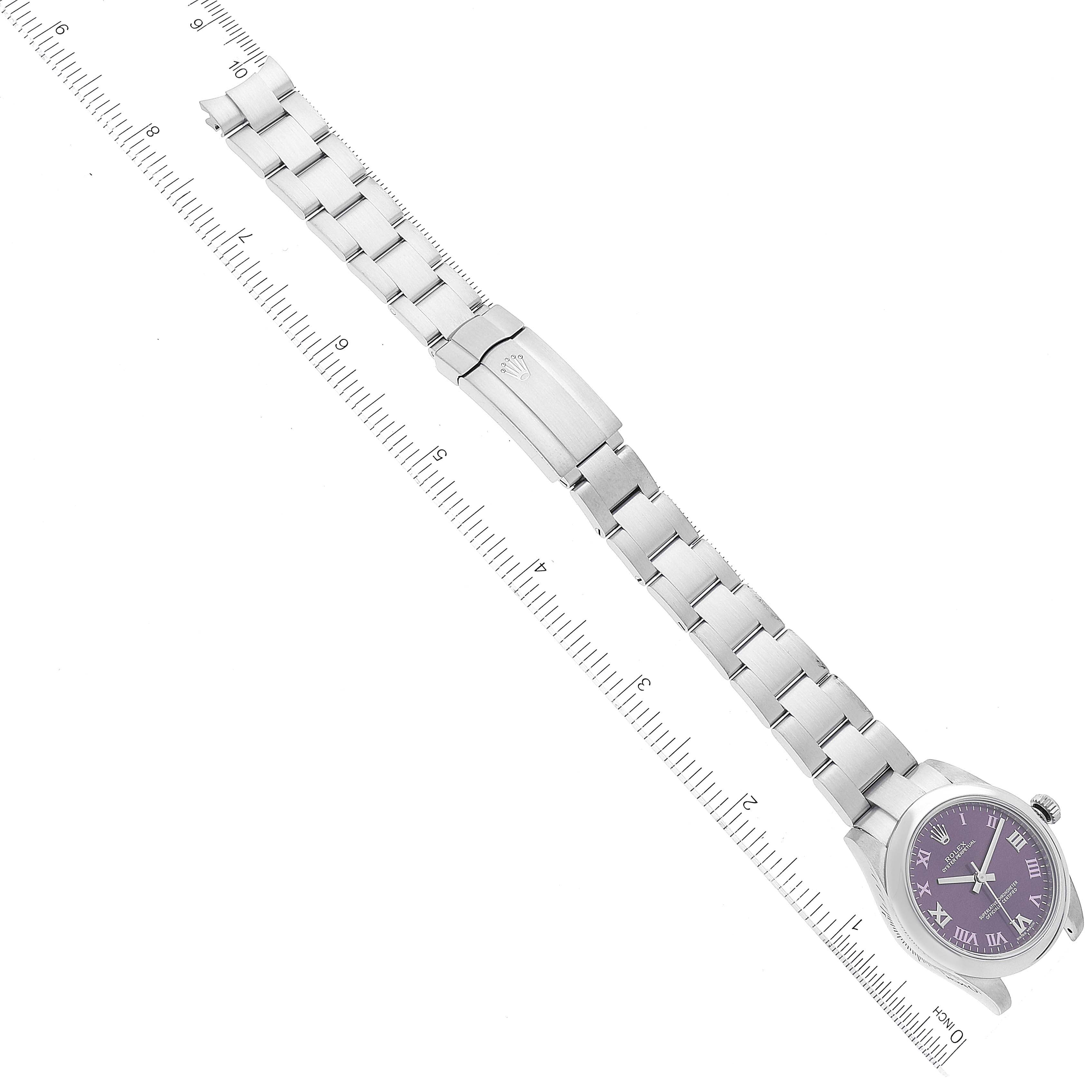 Rolex Oyster Perpetual Midsize Red Grape Dial Ladies Watch 177200