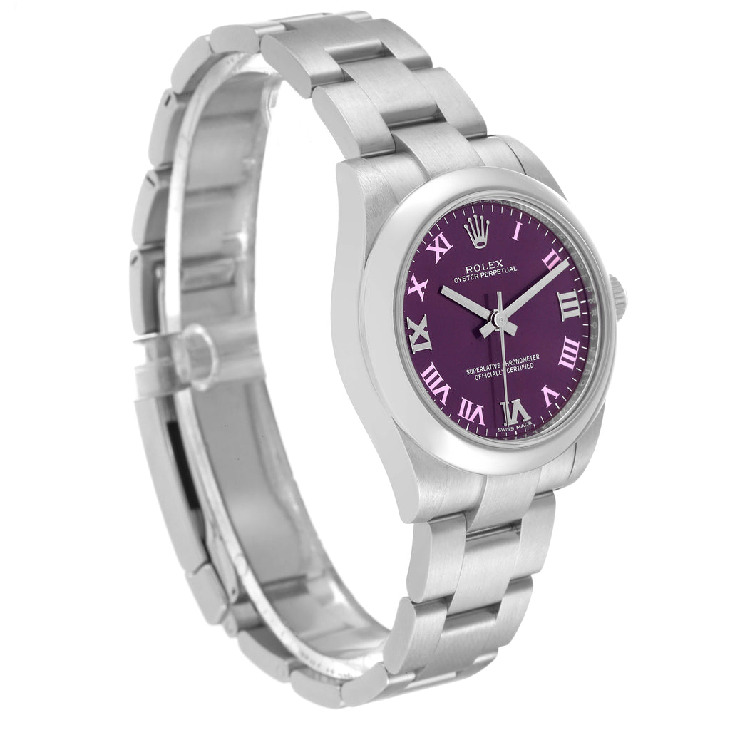 Rolex Oyster Perpetual Midsize Red Grape Dial Ladies Watch 177200