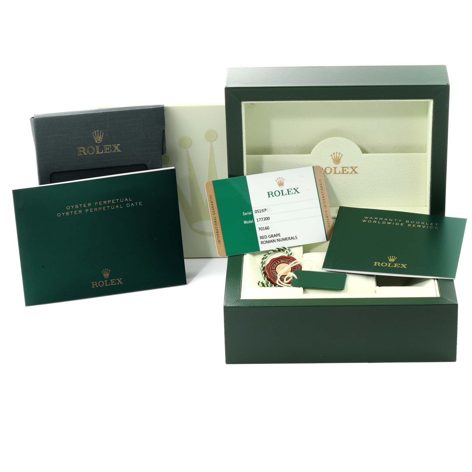 Rolex Oyster Perpetual Midsize Red Grape Dial Ladies Watch 177200 Box Card