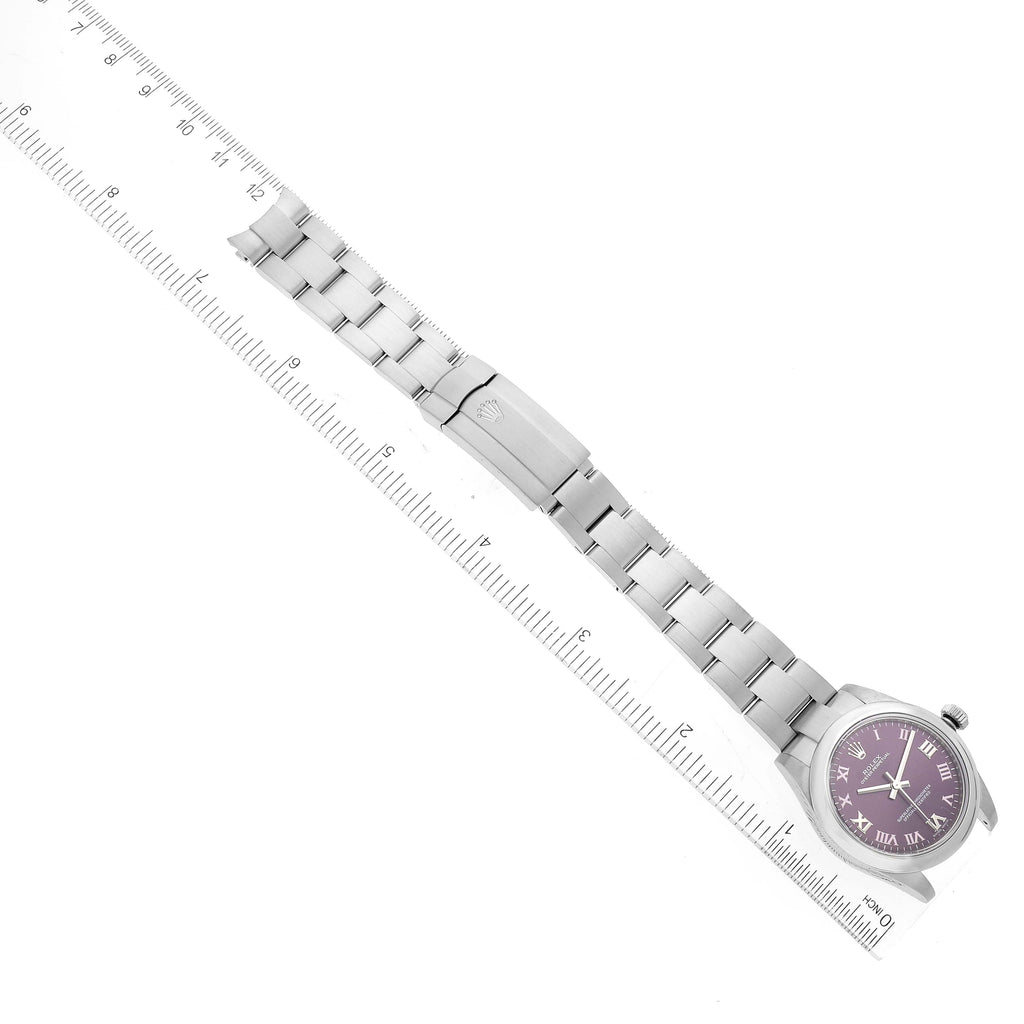 Rolex Oyster Perpetual Midsize Red Grape Dial Ladies Watch 177200 Box Card