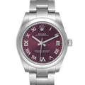 Rolex Oyster Perpetual Midsize Red Grape Dial Ladies Watch 177200 Box Card