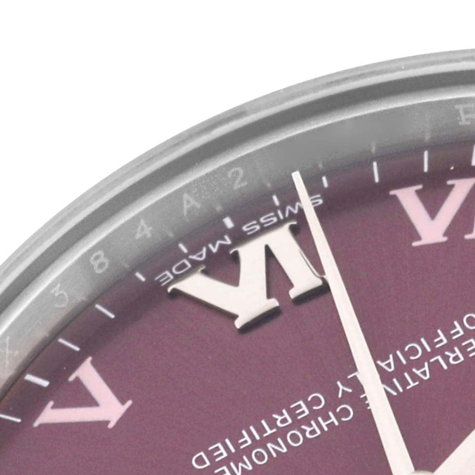 Rolex Oyster Perpetual Midsize Red Grape Silver Ladies Watch 177200 Box Card