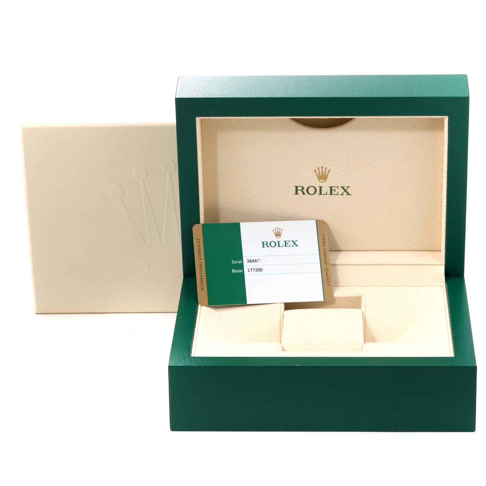 Rolex Oyster Perpetual Midsize Red Grape Silver Ladies Watch 177200 Box Card