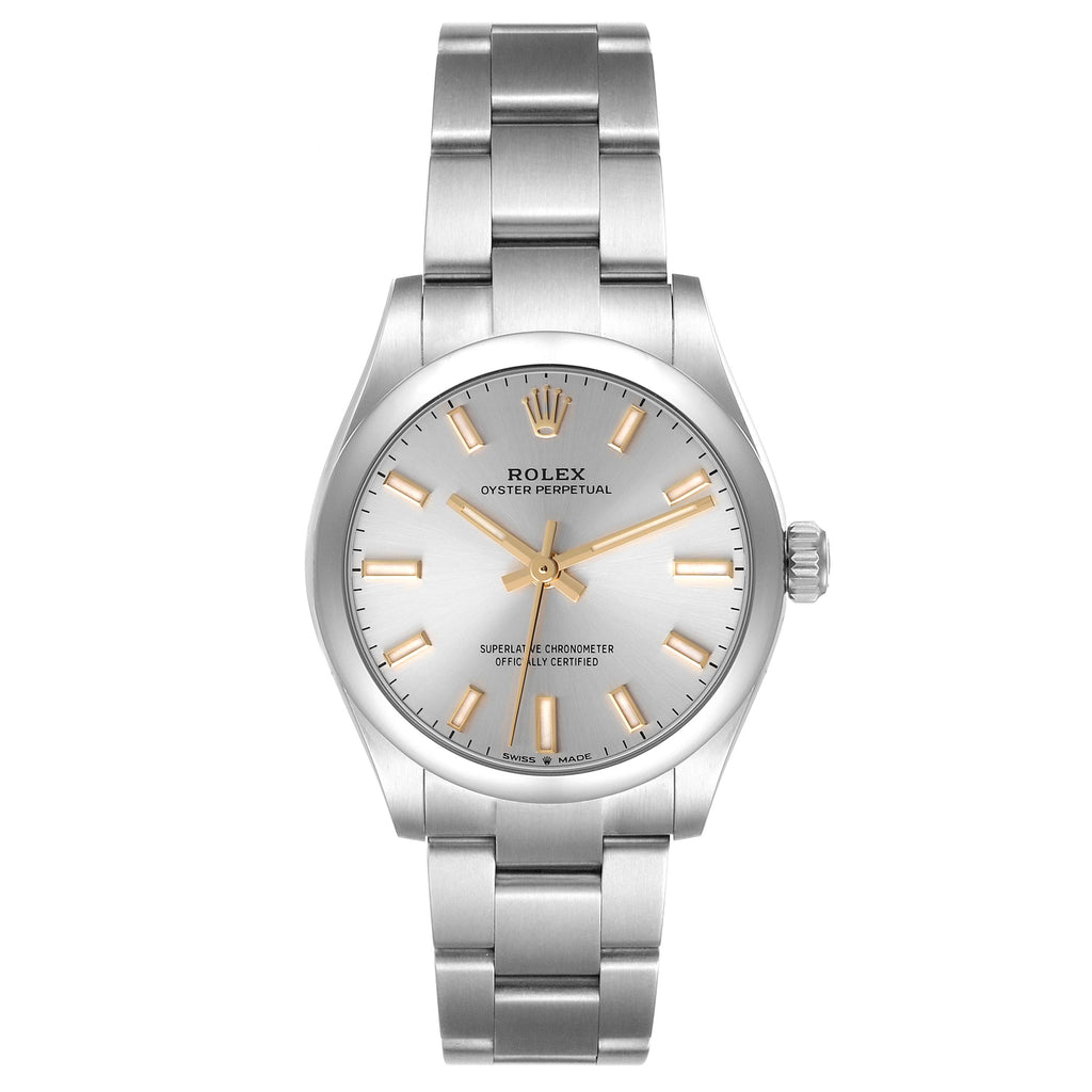 Rolex Oyster Perpetual Midsize Silver Dial Steel Ladies Watch 277200 Box Card
