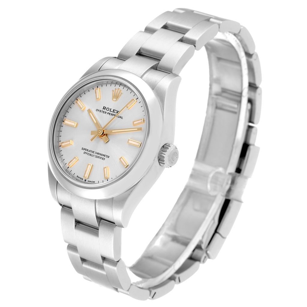 Rolex Oyster Perpetual Midsize Silver Dial Steel Ladies Watch 277200 Box Card