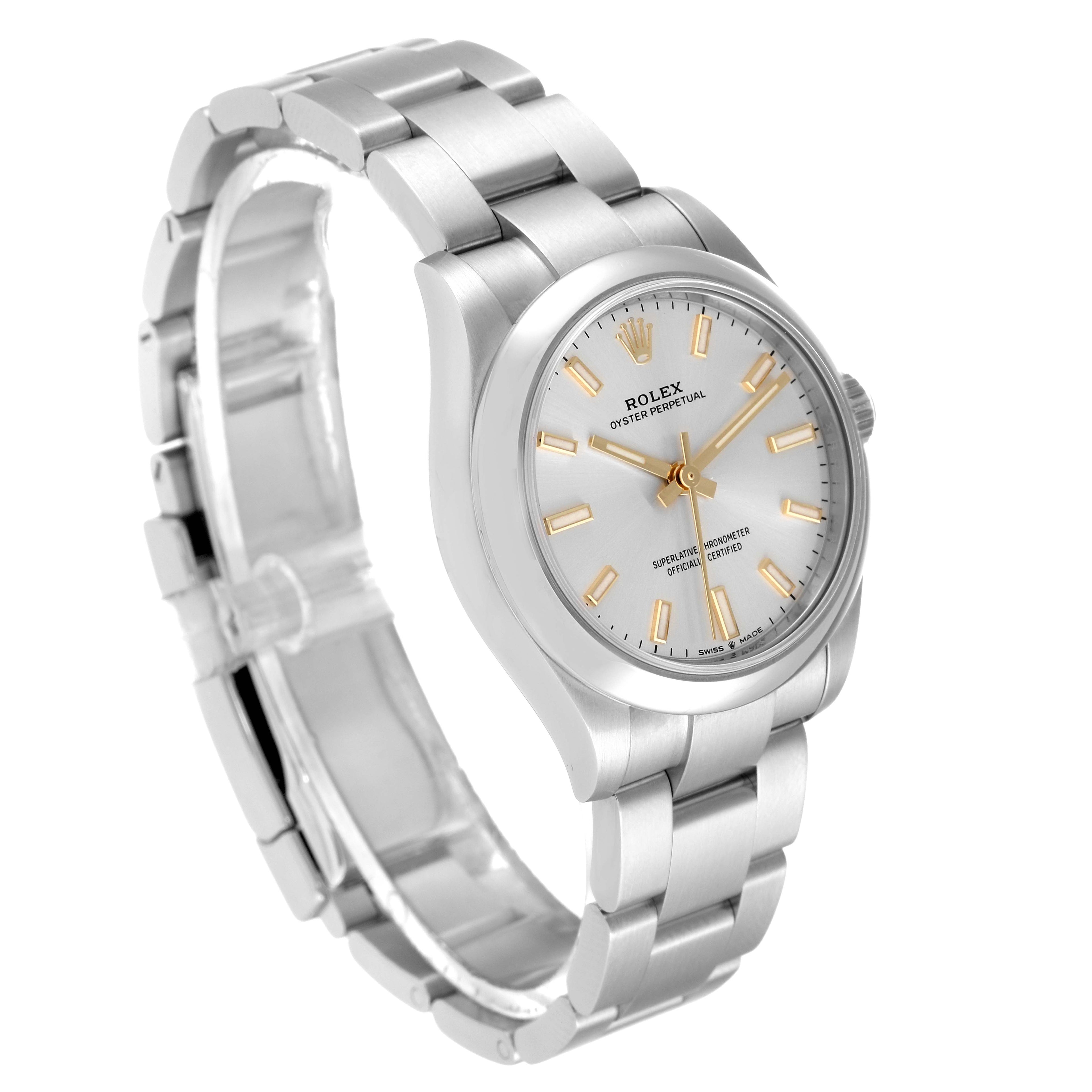 Rolex Oyster Perpetual Midsize Silver Dial Steel Ladies Watch 277200 Box Card