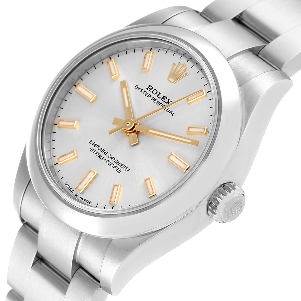 Rolex Oyster Perpetual Midsize Silver Dial Steel Ladies Watch 277200 Box Card