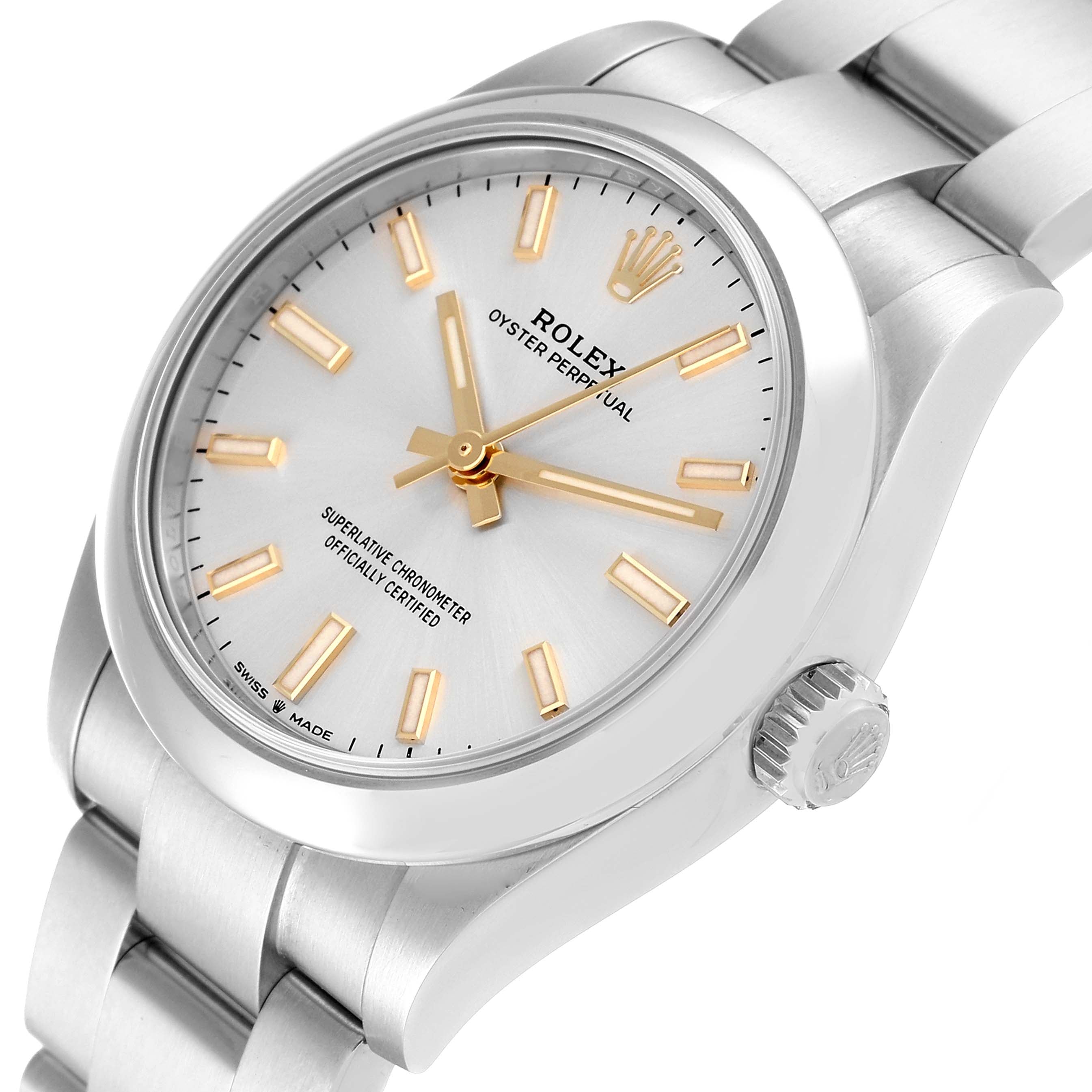 Rolex Oyster Perpetual Midsize Silver Dial Steel Ladies Watch 277200 Box Card
