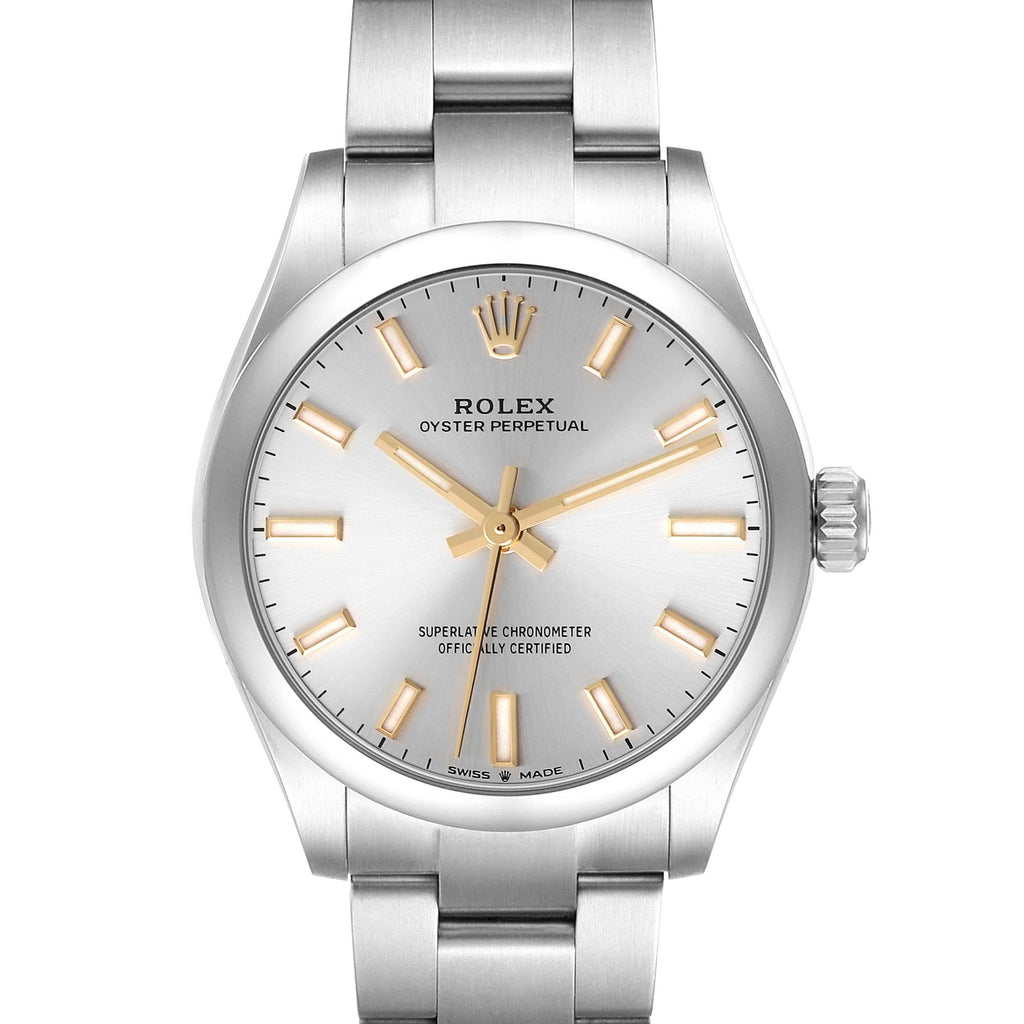 Rolex Oyster Perpetual Midsize Silver Dial Steel Ladies Watch 277200 Box Card