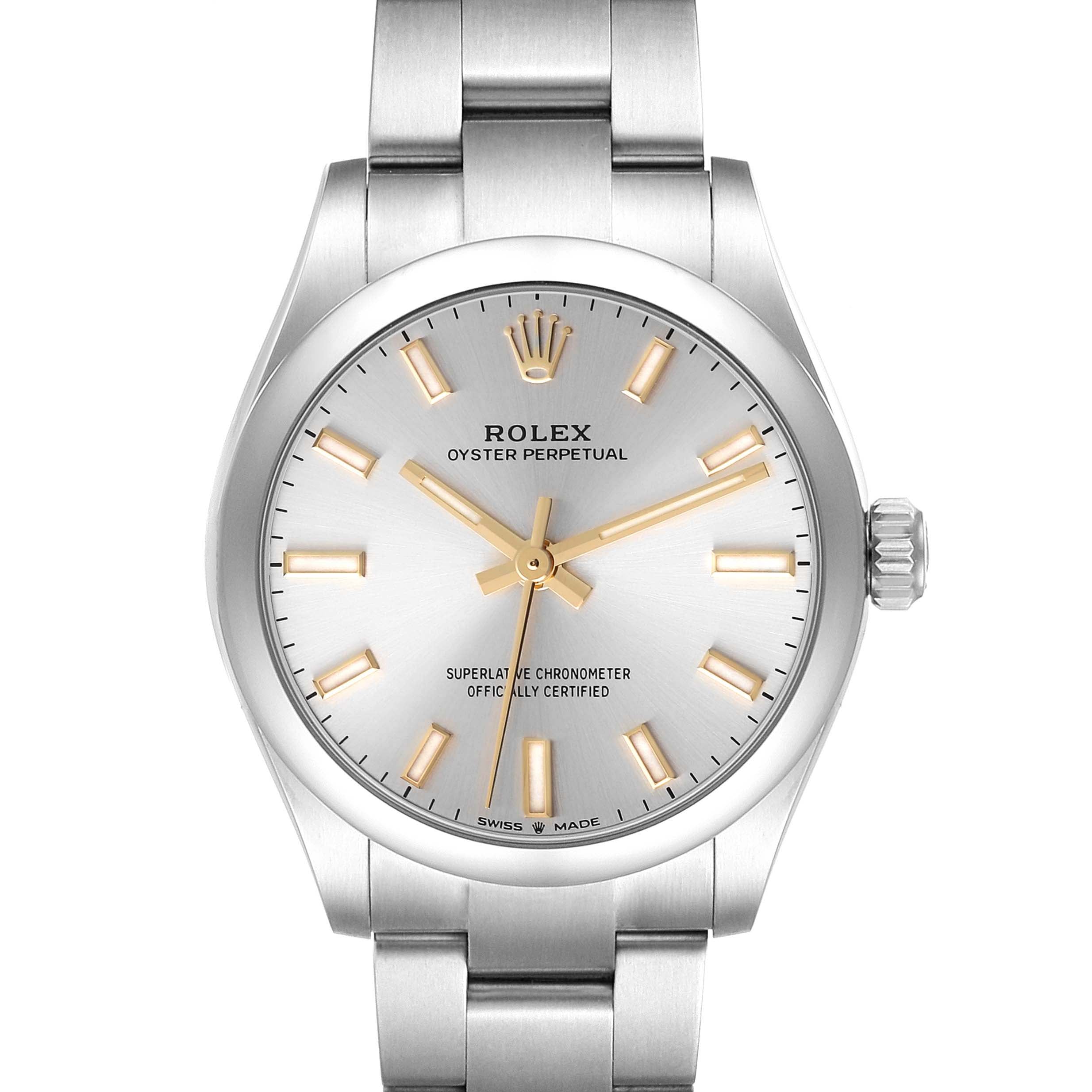 Rolex Oyster Perpetual Midsize Silver Dial Steel Ladies Watch 277200 Box Card