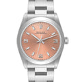 Rolex Oyster Perpetual Midsize Smooth Bezel Salmon Dial Steel Ladies Watch 77080