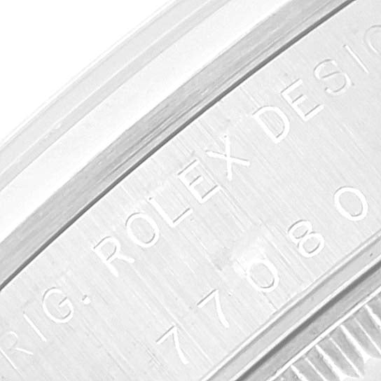 Rolex Oyster Perpetual Midsize Smooth Bezel Salmon Dial Steel Ladies Watch 77080