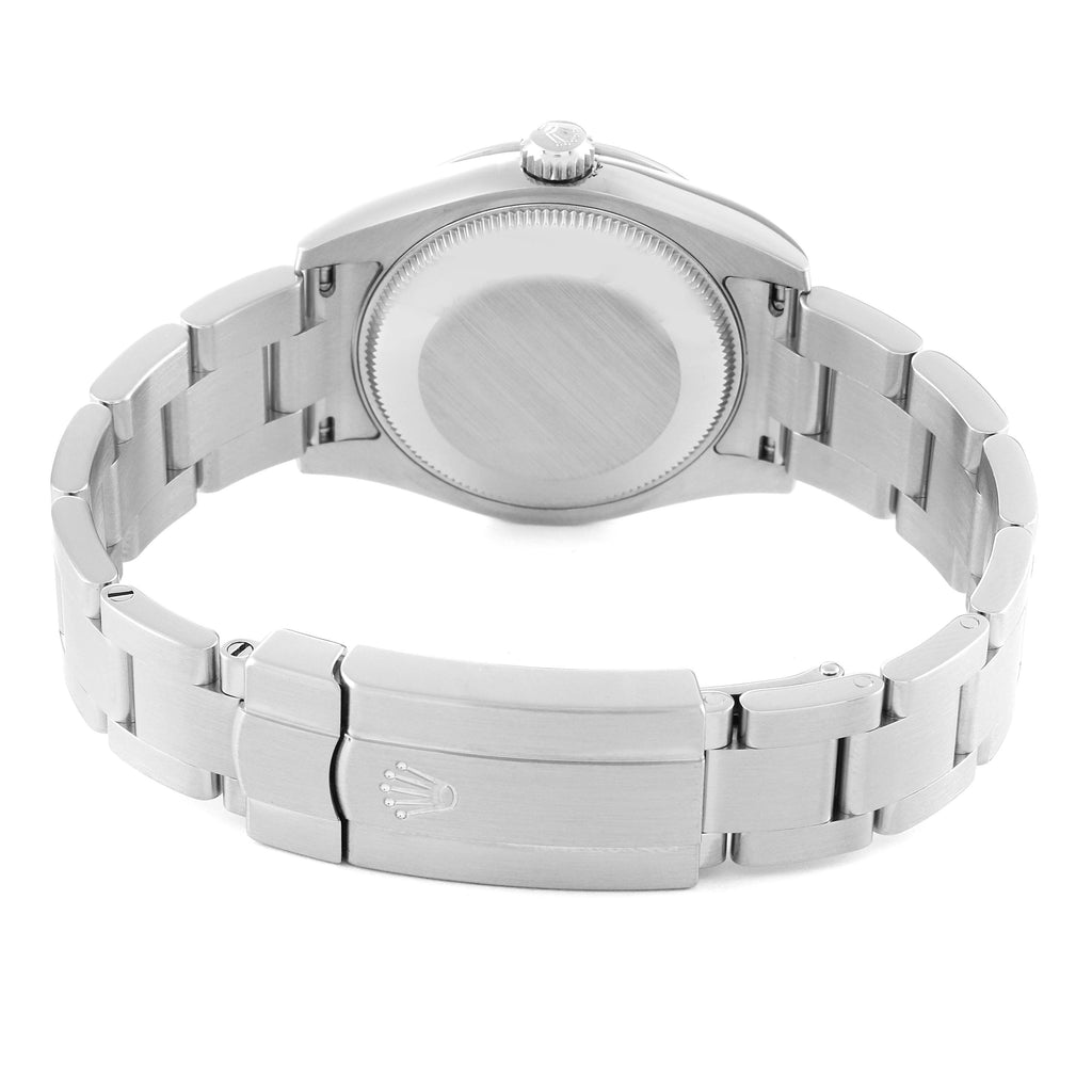 Rolex Oyster Perpetual Midsize Smooth Bezel Steel Ladies Watch 177200 Box Card
