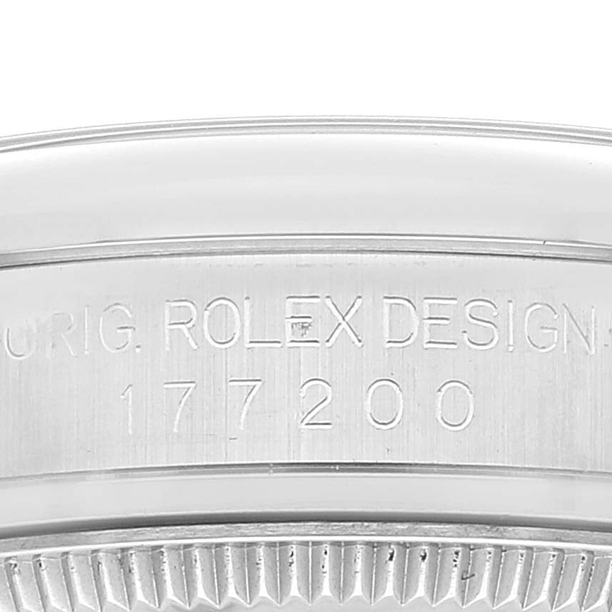 Rolex Oyster Perpetual Midsize Smooth Bezel Steel Ladies Watch 177200 Box Card