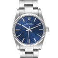 Rolex Oyster Perpetual Midsize Steel White Gold Blue Dial Ladies Watch 67514