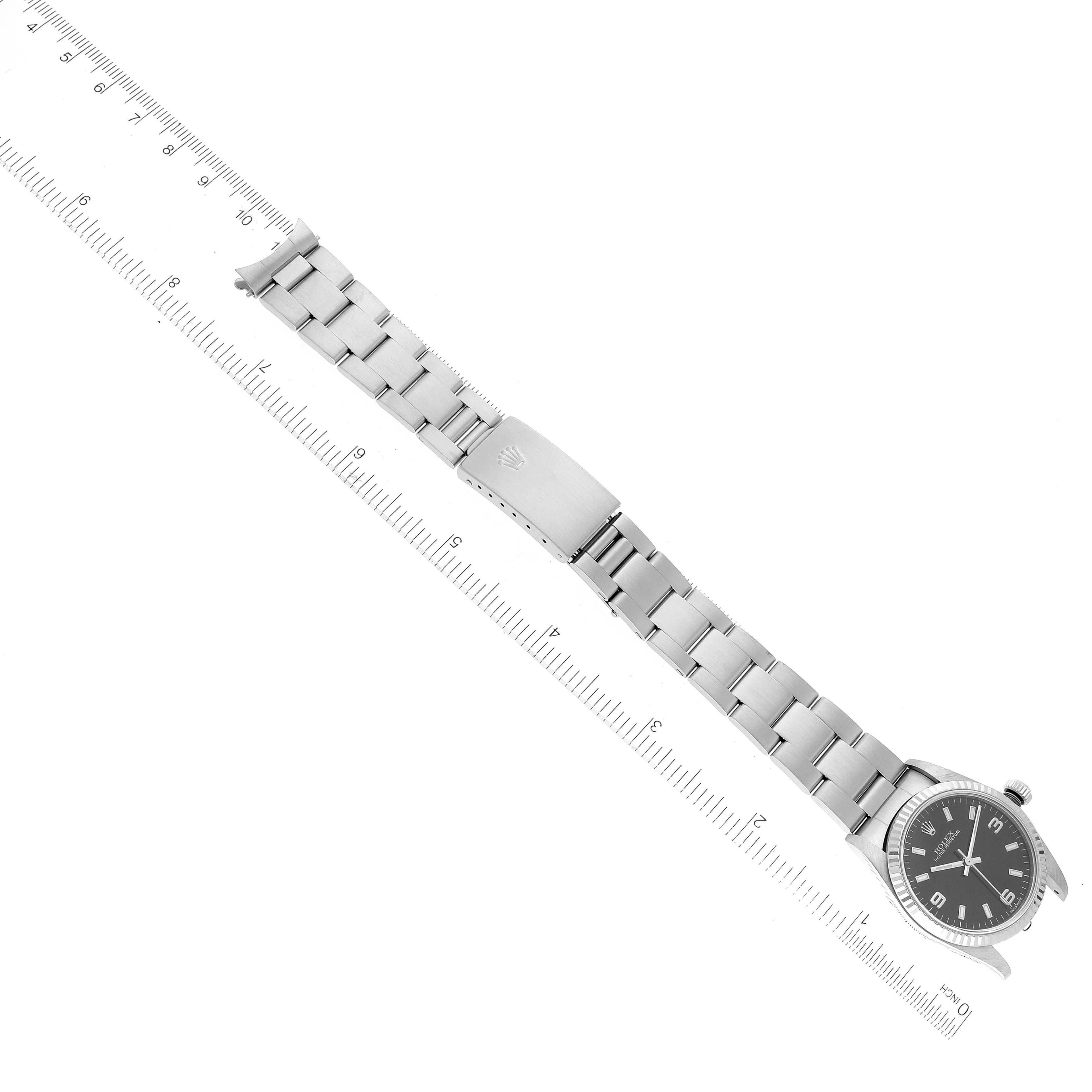 Rolex Oyster Perpetual Midsize Steel White Gold Ladies Watch 77014 Box Papers