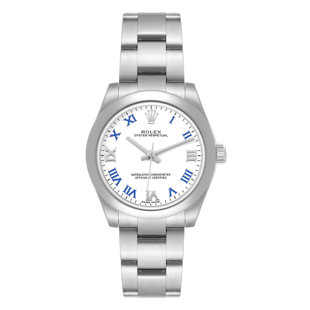 Rolex Oyster Perpetual Midsize White Dial Ladies Watch 177200 Box Card